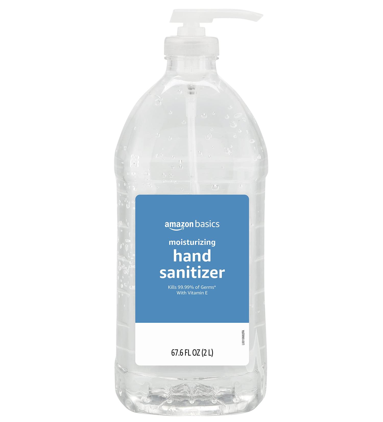 Amazon Basics Hand Sanitizer - Original Scent - 62% Ethyl Alcohol - 67.6oz - 1-Pack (Formerly Solimo) - Buy Online on GoSupps.com