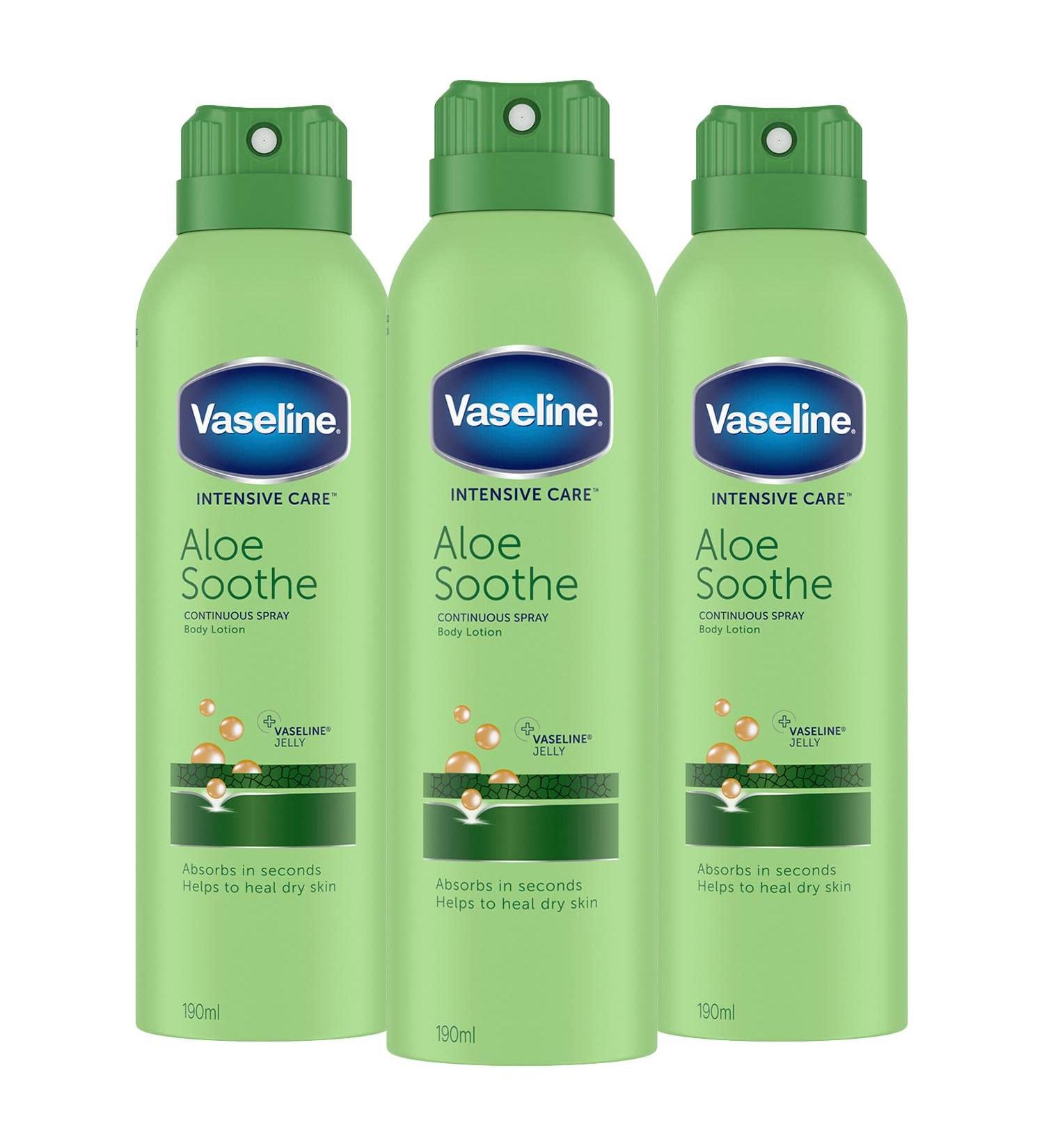 Vaseline Intensive Care Aloe Soothe Moisturising Lotion - Pack of 3 (3 x 190 ml) | Hydrating Skin Care for All Skin Types | International Shipping Available - Buy Online on GoSupps.com