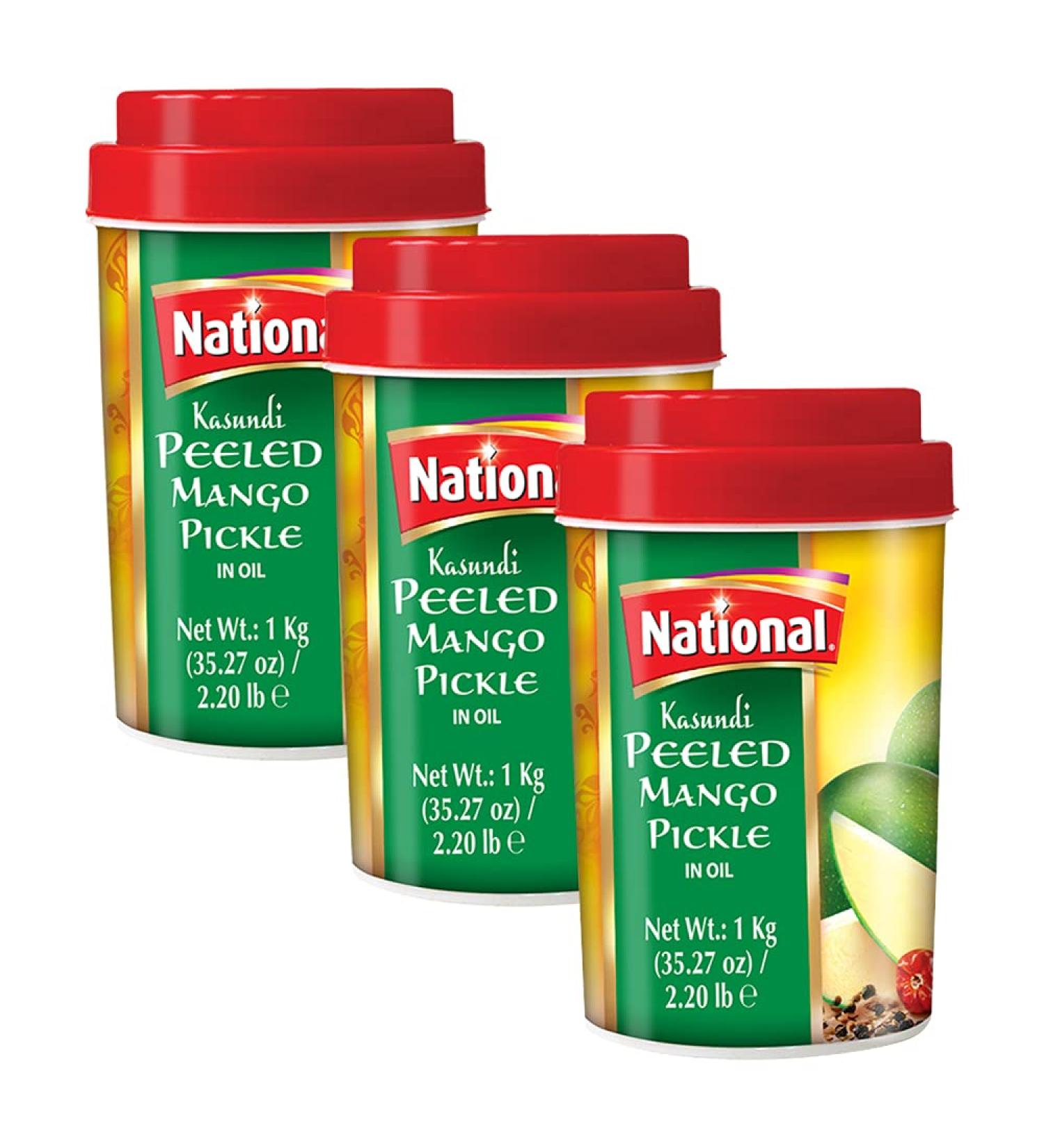 National Foods Kasundi Pickle 35.27 oz (1000g) | Sour & Spicy Traditional South Asian Relish | Zesty & Tangy Aam Ka Achaar | Plastic Jar | Pack of 3 Kasundi (1000g) 1 kg (Pack of 3) - Buy Online on GoSupps.com