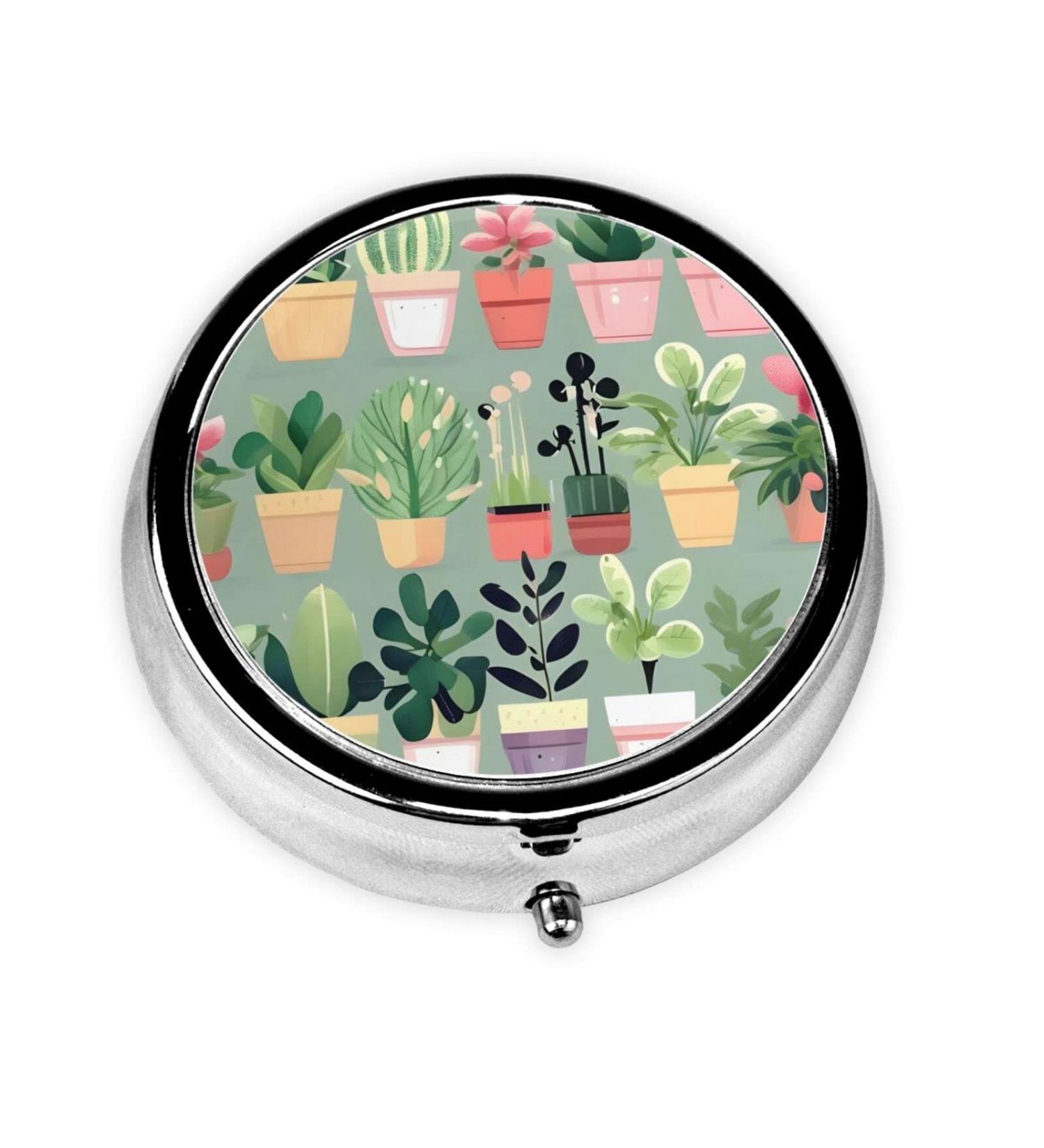 Bonsai Plant Round Pill Box - 3 Compartment Portable Organizer for Travel | Best Travel Pill Box for Medication - Buy Online on GoSupps.com