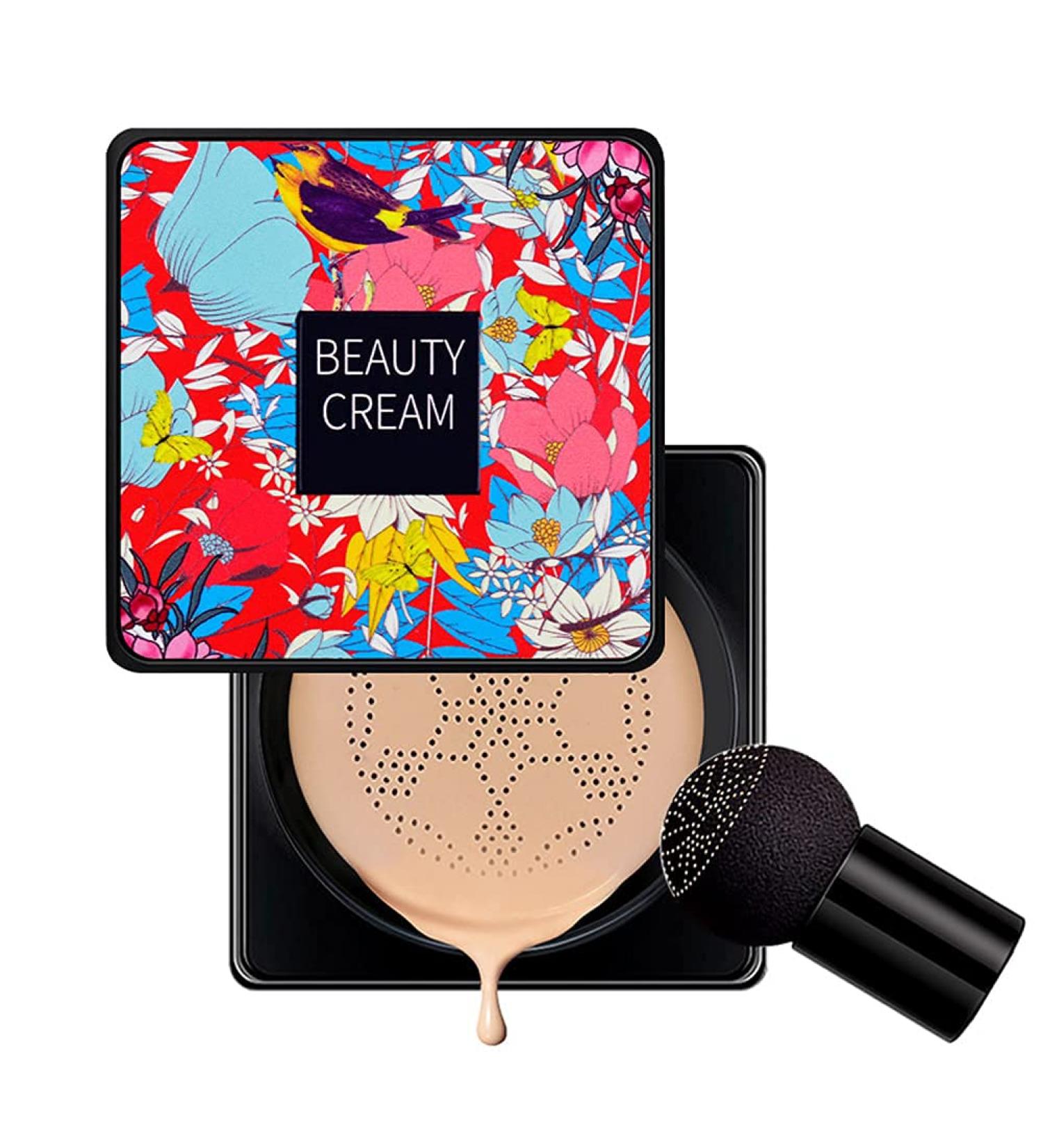 Mushroom Head Air Cushion CC Cream - Moisturizing Matte Concealer Makeup for Flawless Skin | Long Lasting BB Cream with Makeup Sponge - Natural - Buy Online on GoSupps.com