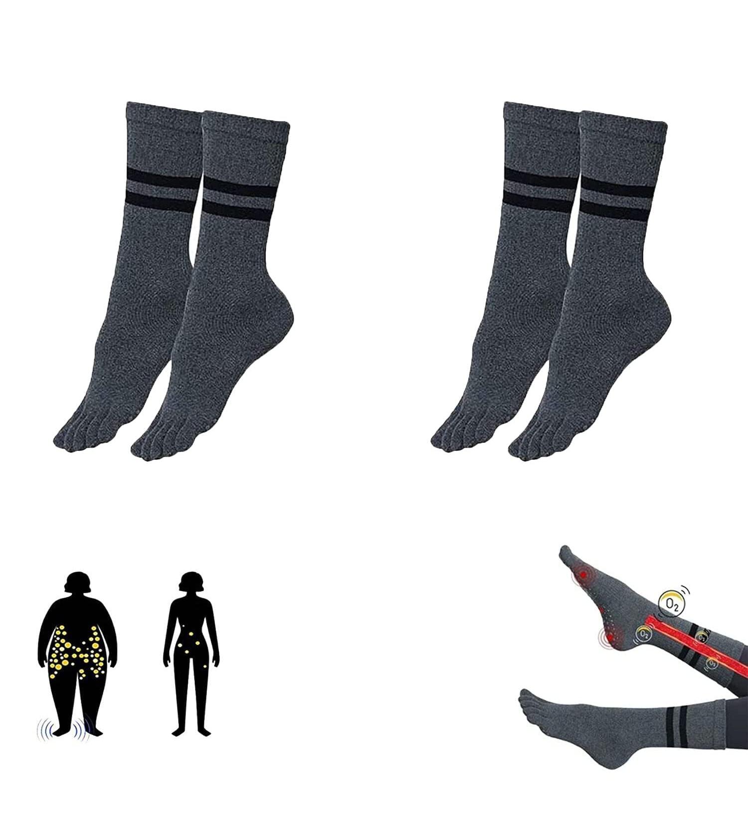Buy Healsox Anti-Edema Compression Socks - Tourmaline Magnetic Self-Heating Foot Massage Thermotherapeutic - 2 Pairs in Gray for Weight Loss & Health - Buy Online on GoSupps.com