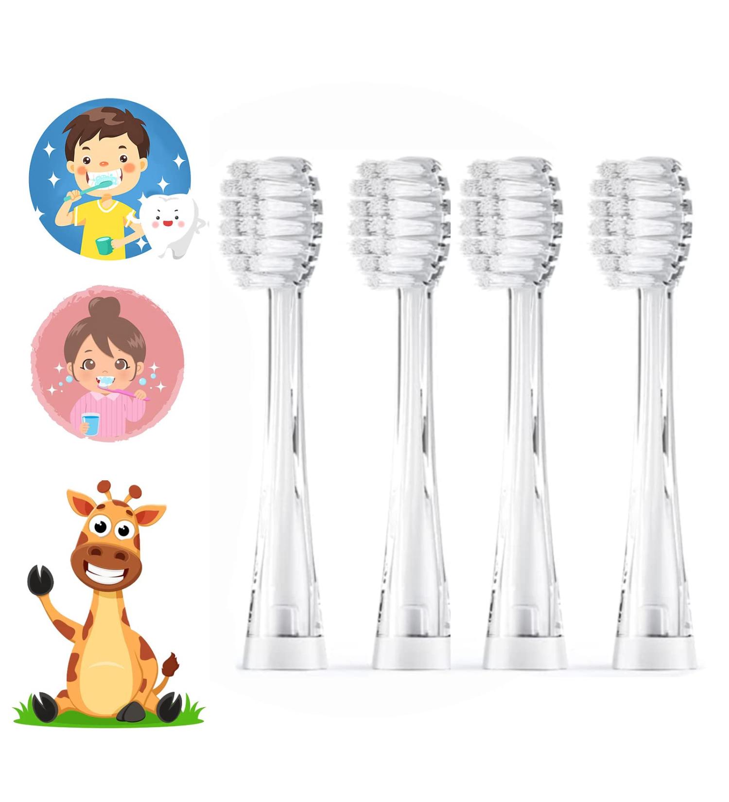 Seago Electric Toothbrush Plug-In Brushes - SG-G513 & SG-977 Series Soft Bristle 10x Plaque Removal 4-Pack for Ages 6 Months to 4 Years - Buy Online on GoSupps.com