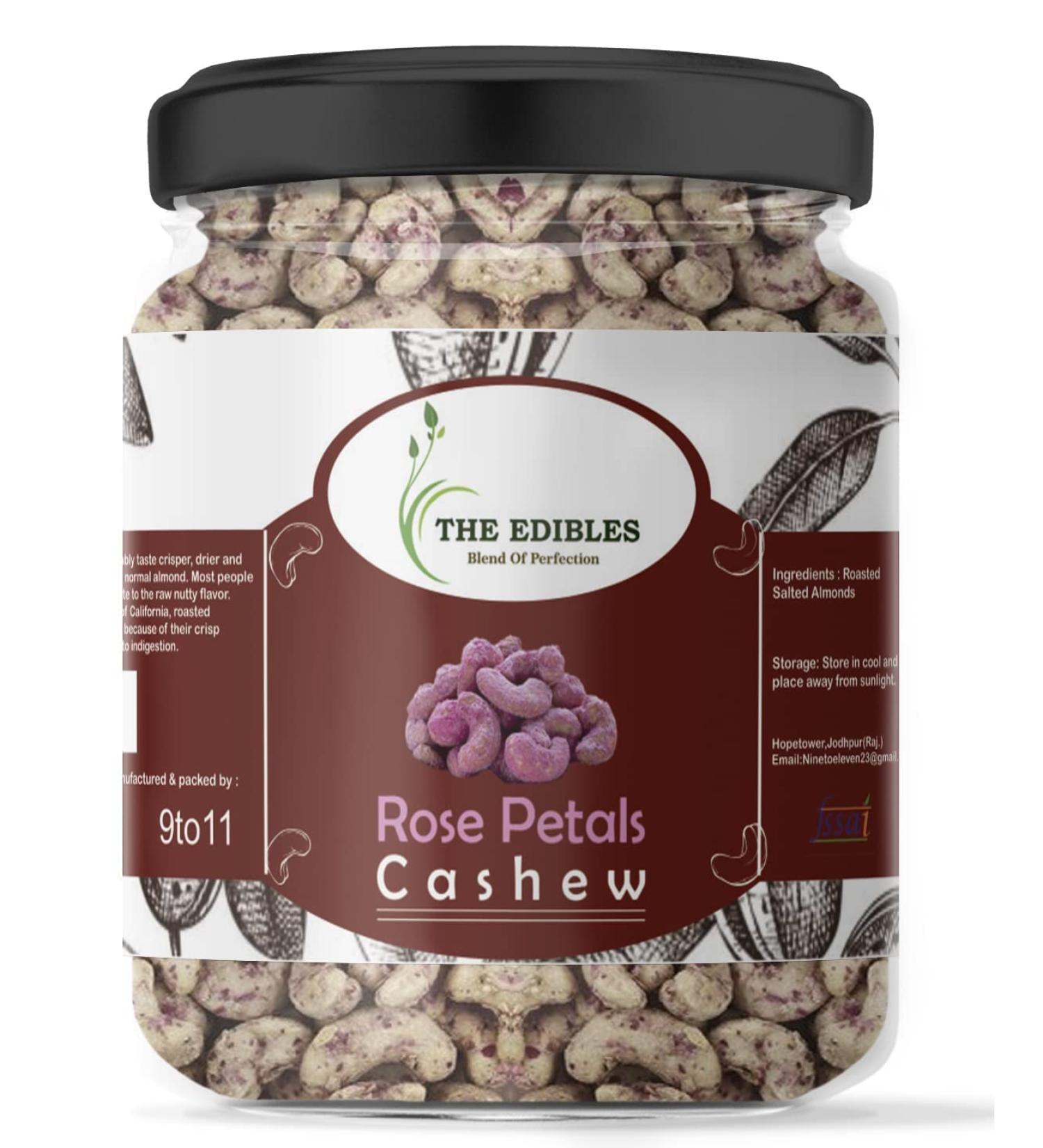 THE EDIBLES Natural Flavored Nuts Rose Flavoured Cashew Nuts 200 gm_Packing May Vary - Buy Online on GoSupps.com
