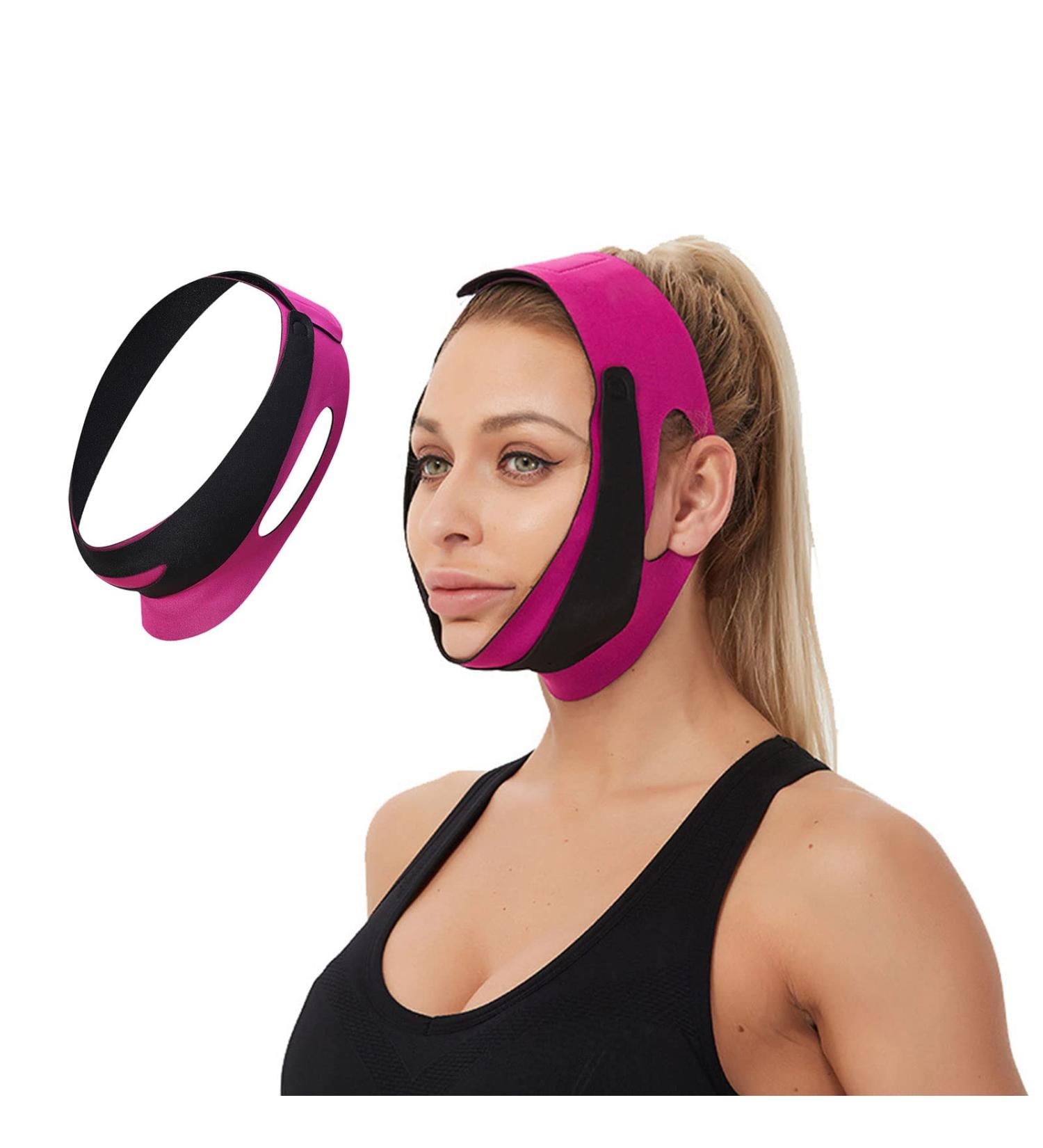 Facelifting Bandage - Double Chin Reducer & Facial Lifting Mask | Slim Your Face with Rose Red Tightening Belt - Buy Online on GoSupps.com