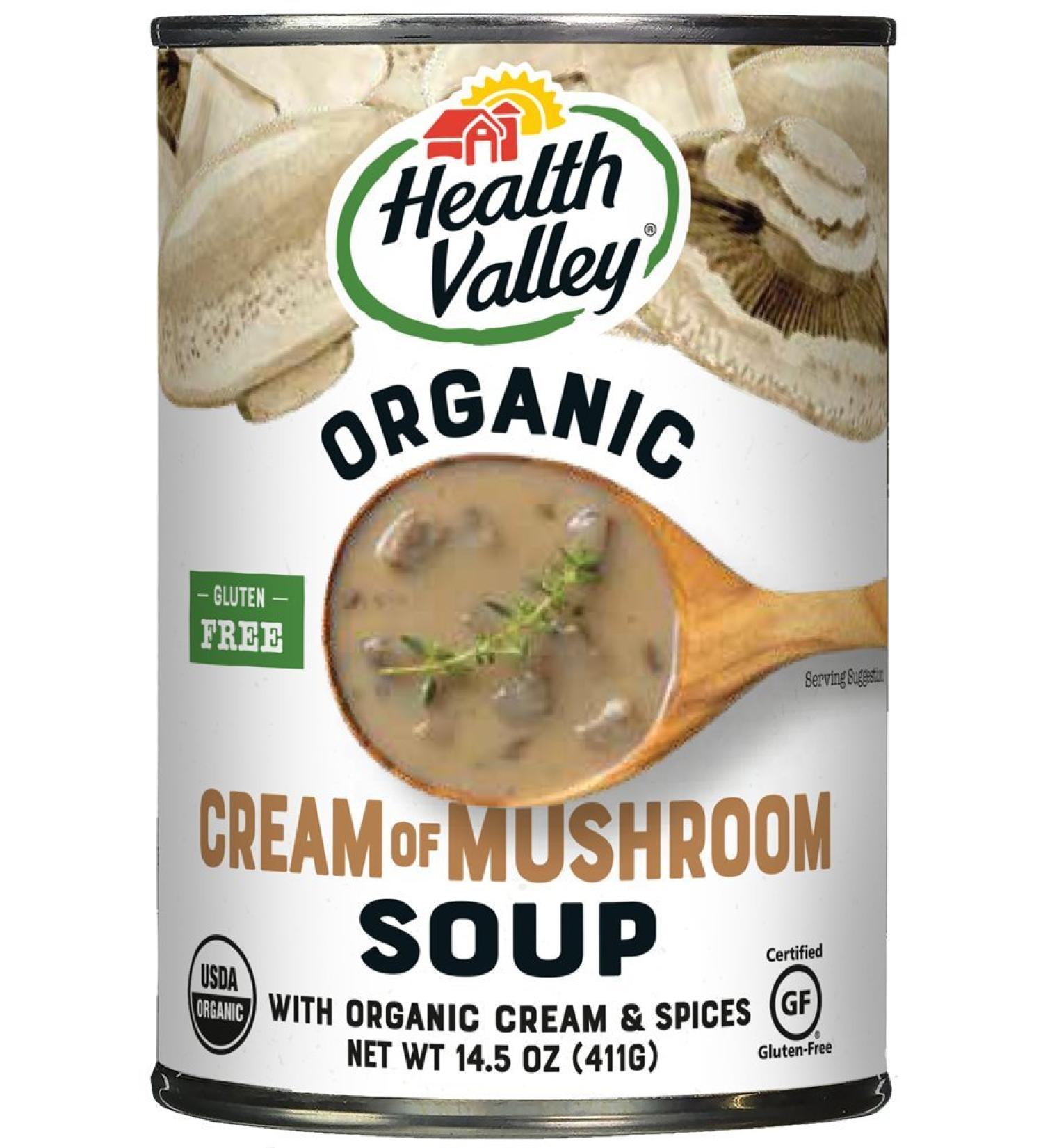 Health Valley Organic Cream of Mushroom Soup - 14.5 oz (Pack of 12) | Healthy & Delicious - Buy Online on GoSupps.com