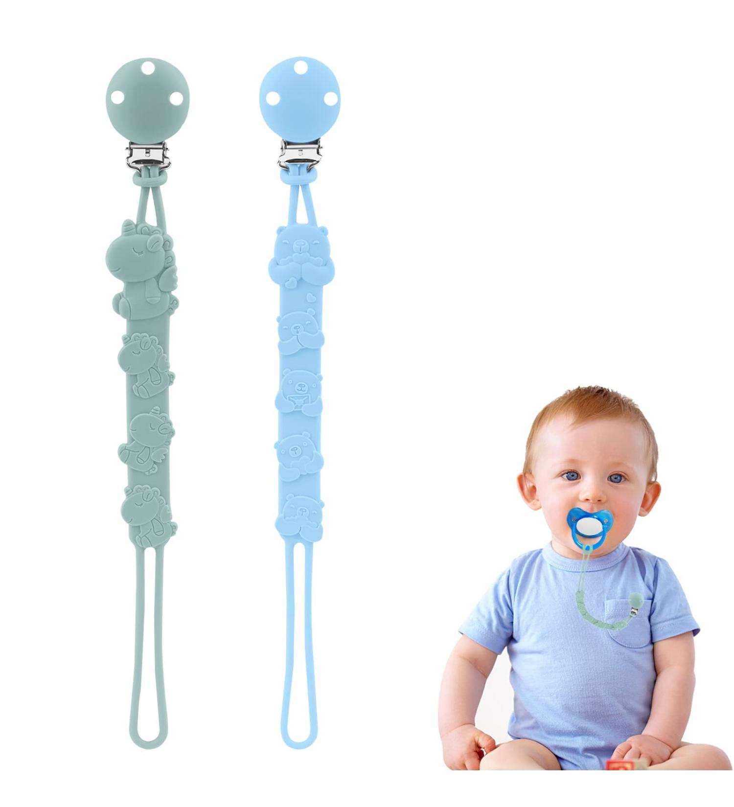 Vicloon Silicone Pacifier Chain - 2 Pack Baby Clip for Girls & Boys - Ideal Gift in Blue & Green - Buy Online on GoSupps.com