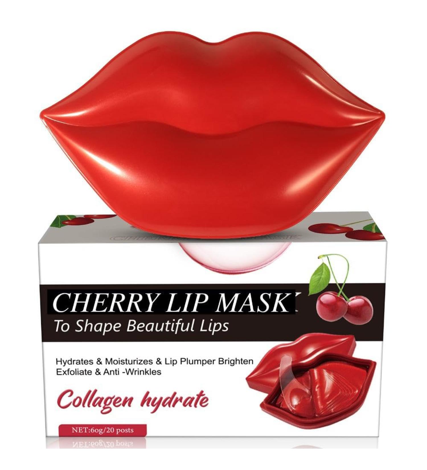 Cherry Lip Mask Hydrating Moisturizing Lip Plumper Reduces Lip Lines and Brightens Lip Color Collagen Infused 60g / 20 Pairs - Buy Online on GoSupps.com