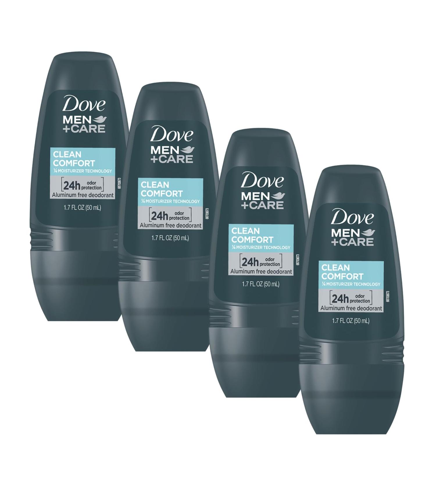 Dove Men+Care Clean Comfort Roll on Deodorant Aluminum Free For All Day Underarm Odor Protection 4-Pack 1.7 Fl Oz Each 4 Bottles - Buy Online on GoSupps.com