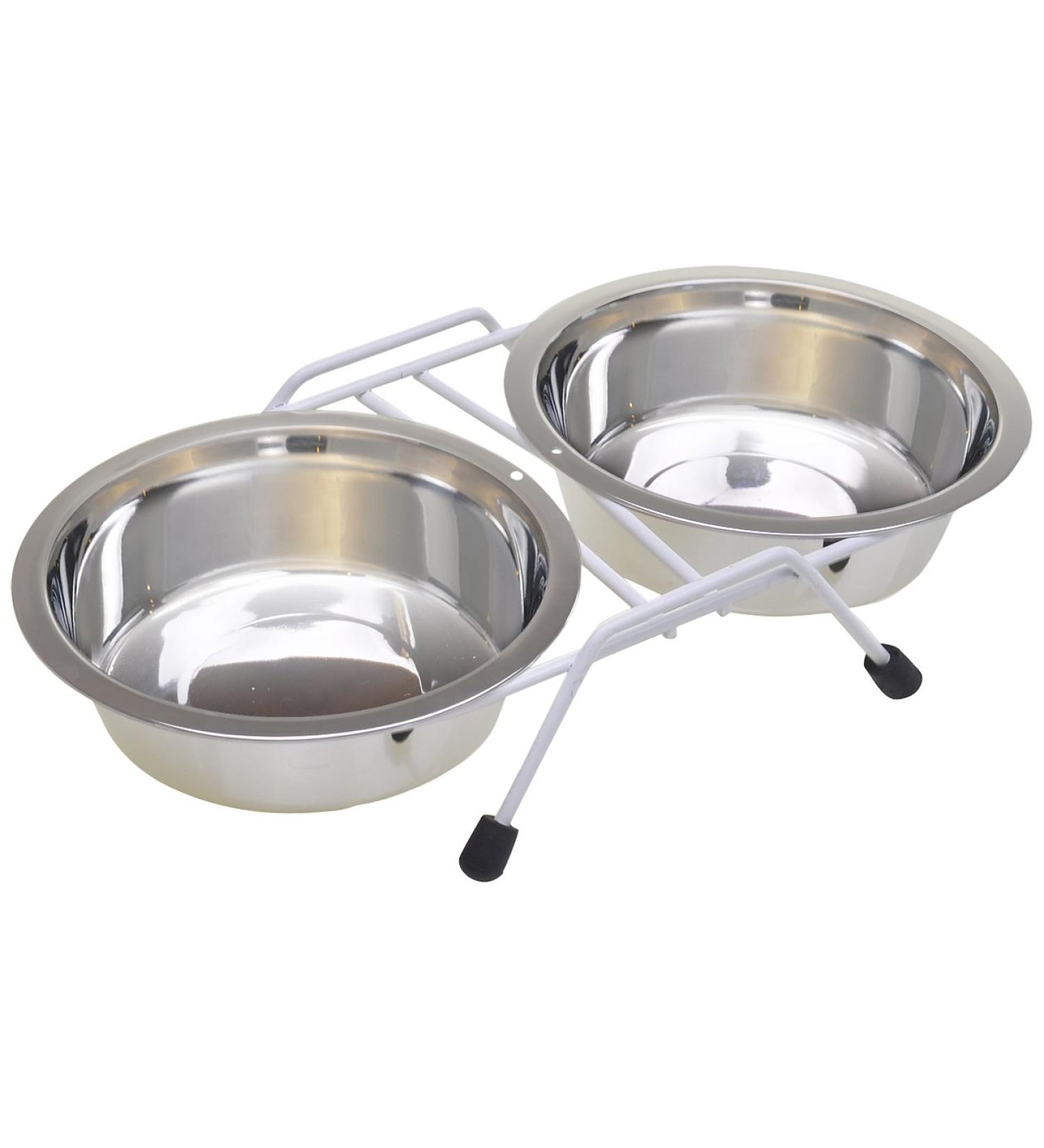 Van Ness Raised Double Dish Feeder for Cats and Small Dogs with 2 x 8oz Bowls - Wire Rack Included - Buy Online on GoSupps.com