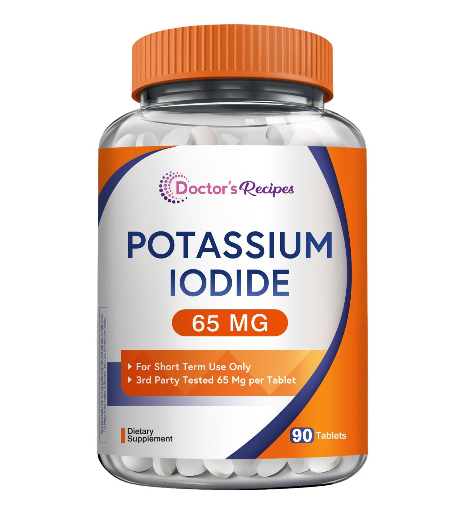 Doctor's Recipes Potassium Iodide 65 mg Made in The USA Dietary Supplement 90 Tablets KI Pills YODO Naciente 3 Month Supply - Buy Online on GoSupps.com