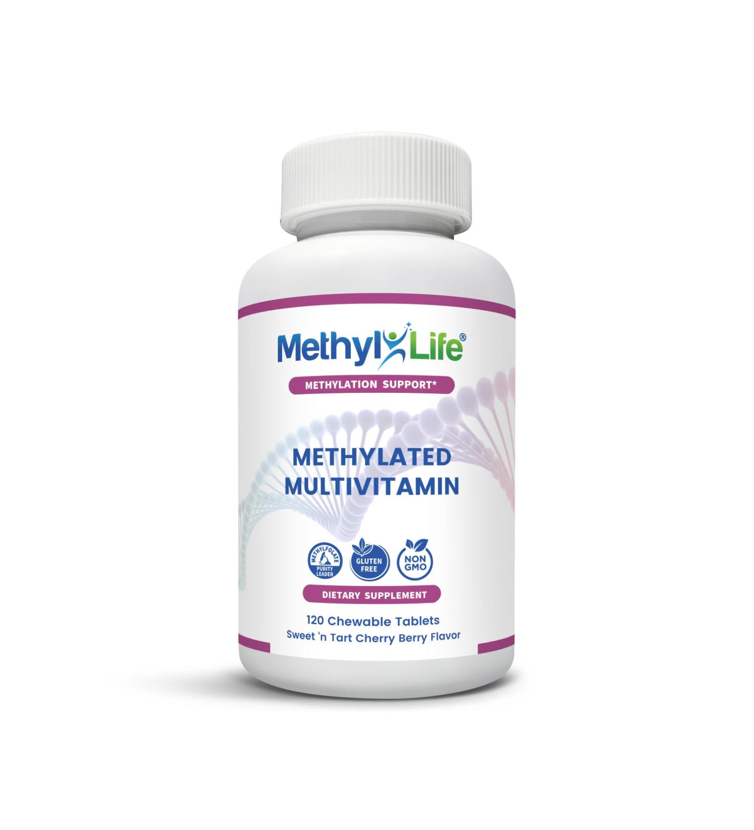 Methyl-Life Chewable Multivitamin for Kids & Adults - L-Methylfolate & Active B12 - MTHFR Support - 30 Servings - Buy Online on GoSupps.com