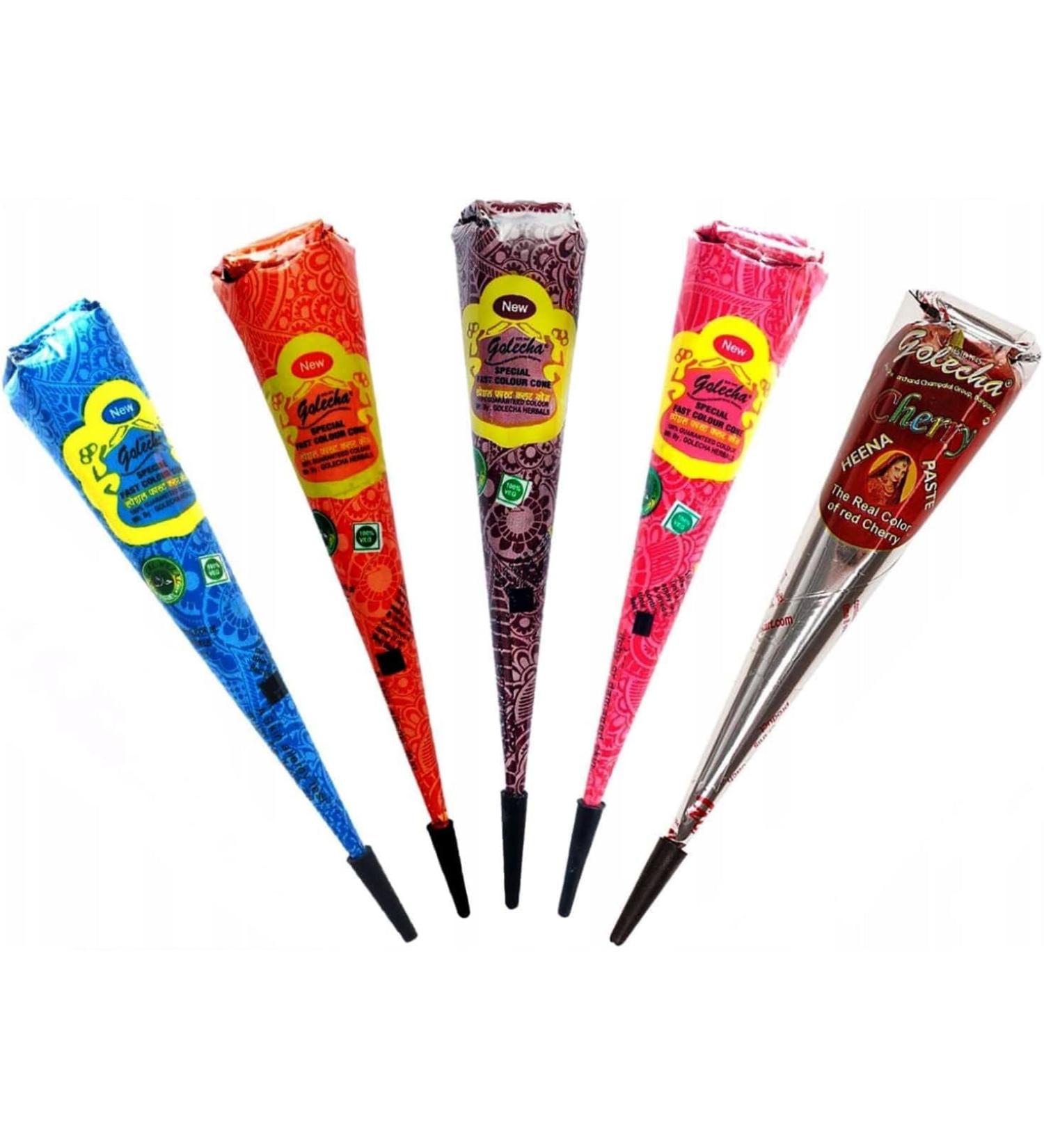  HANUMAN STORE 5 x 25g Coloring Gel Set Golecha Blue Blue Orange Chestnut Pink Cherry Ammonia Free PPD Free - Buy Online on GoSupps.com