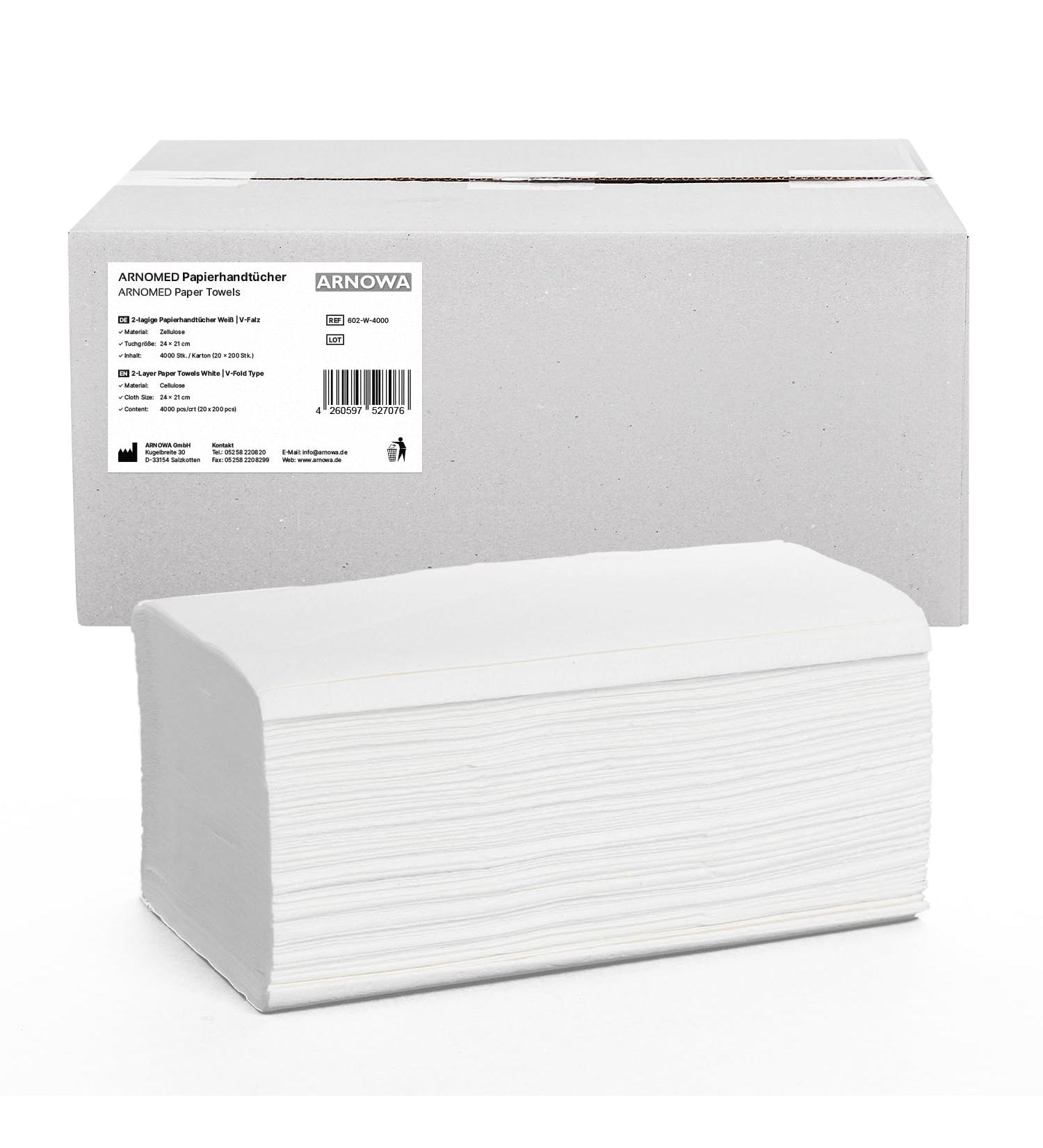 Buy 4 000 Arnomed White Paper Towels - ZZ Fold 2-Layer Hand Cloth Eco-Friendly & Soft - Ideal for Donors | International Shipping Available - Buy Online on GoSupps.com