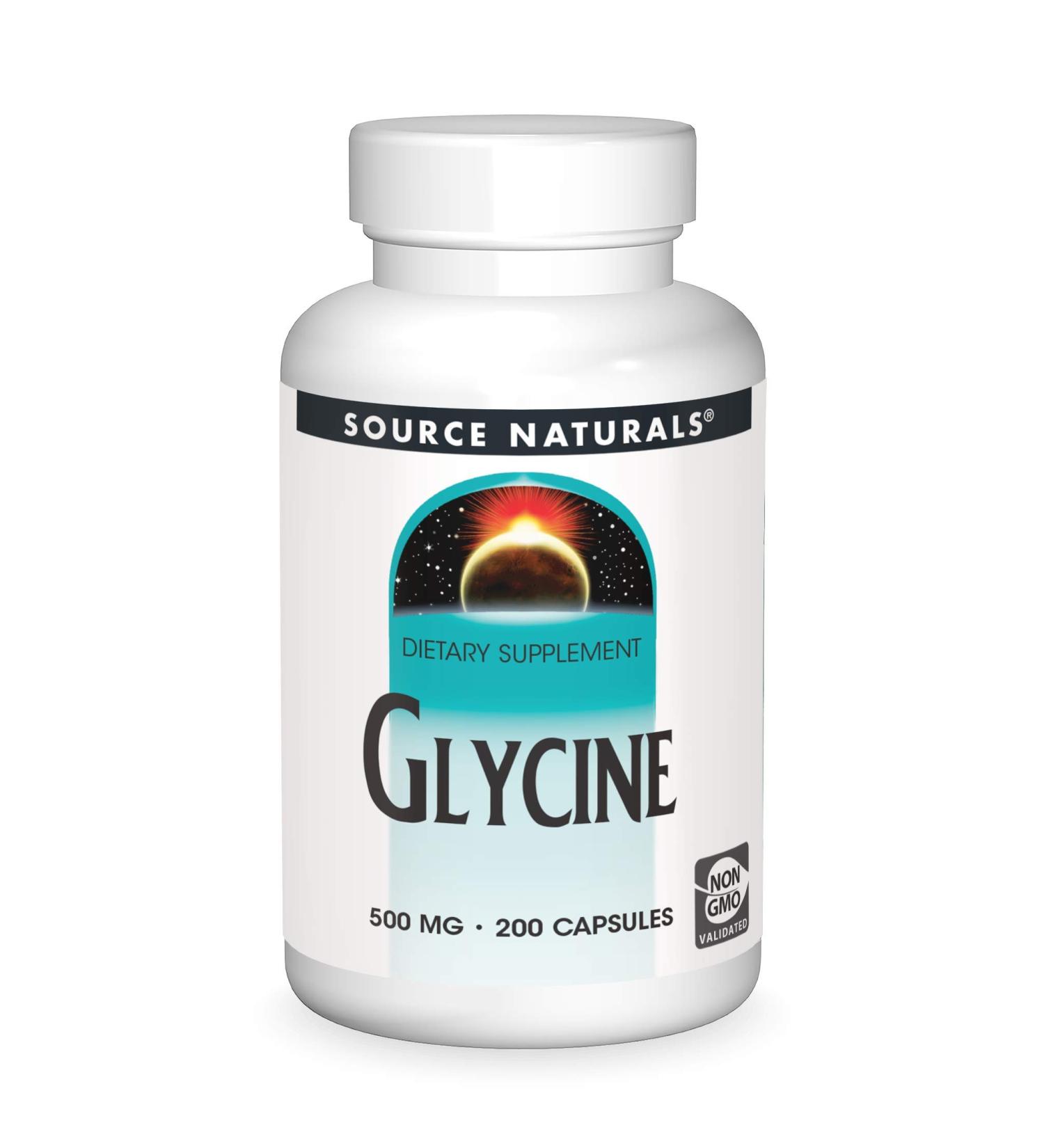 Source Naturals Glycine 500 mg - 200 Capsules | Sleep Support & Muscle Recovery - Buy Online on GoSupps.com