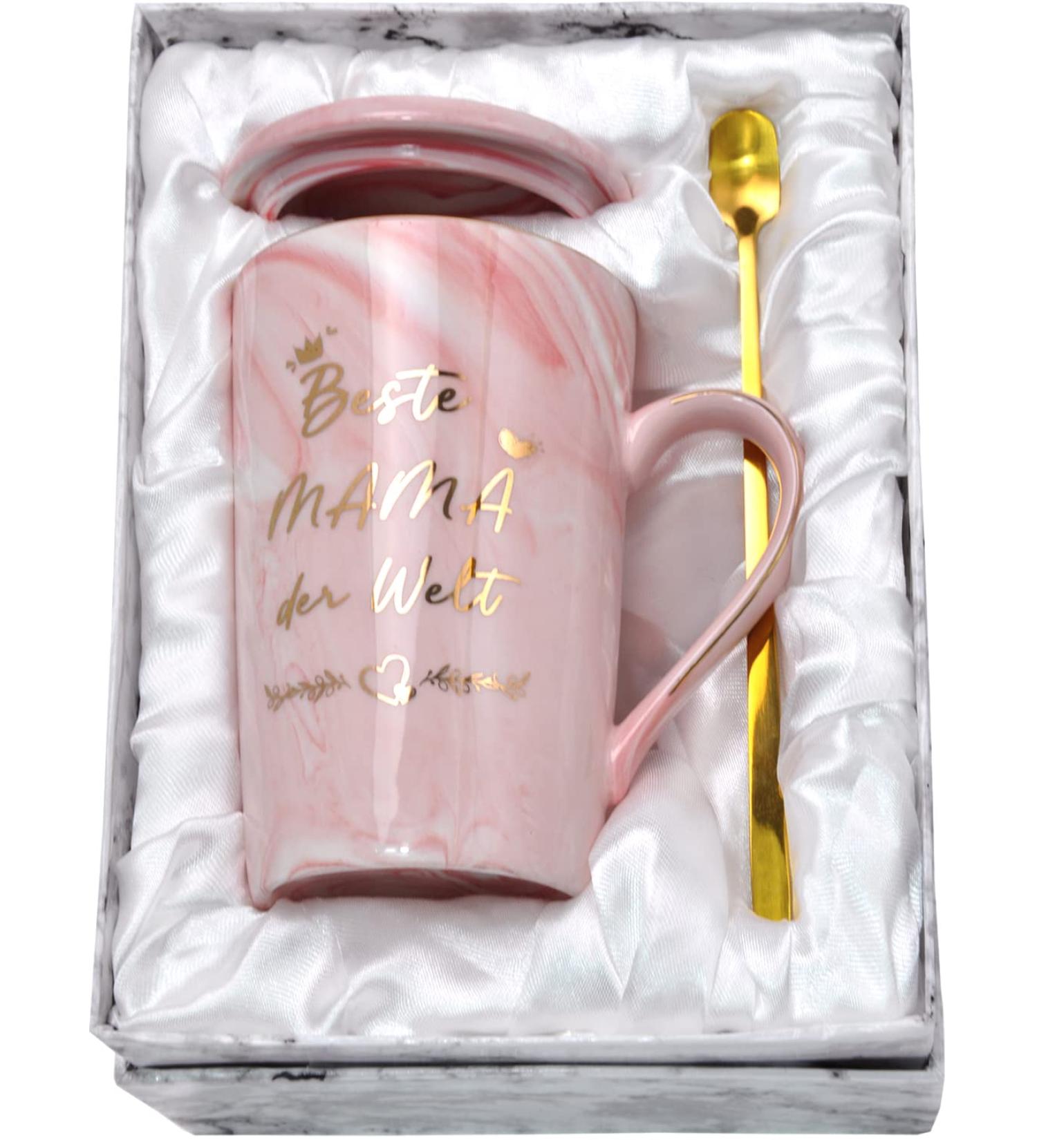 Shop Bokalaka Pink Ceramic Coffee Cup for Mom - Perfect Mother's Day Gift | 400ml with Lid Spoon & Gift Box - Best Mom in the World! - Buy Online on GoSupps.com
