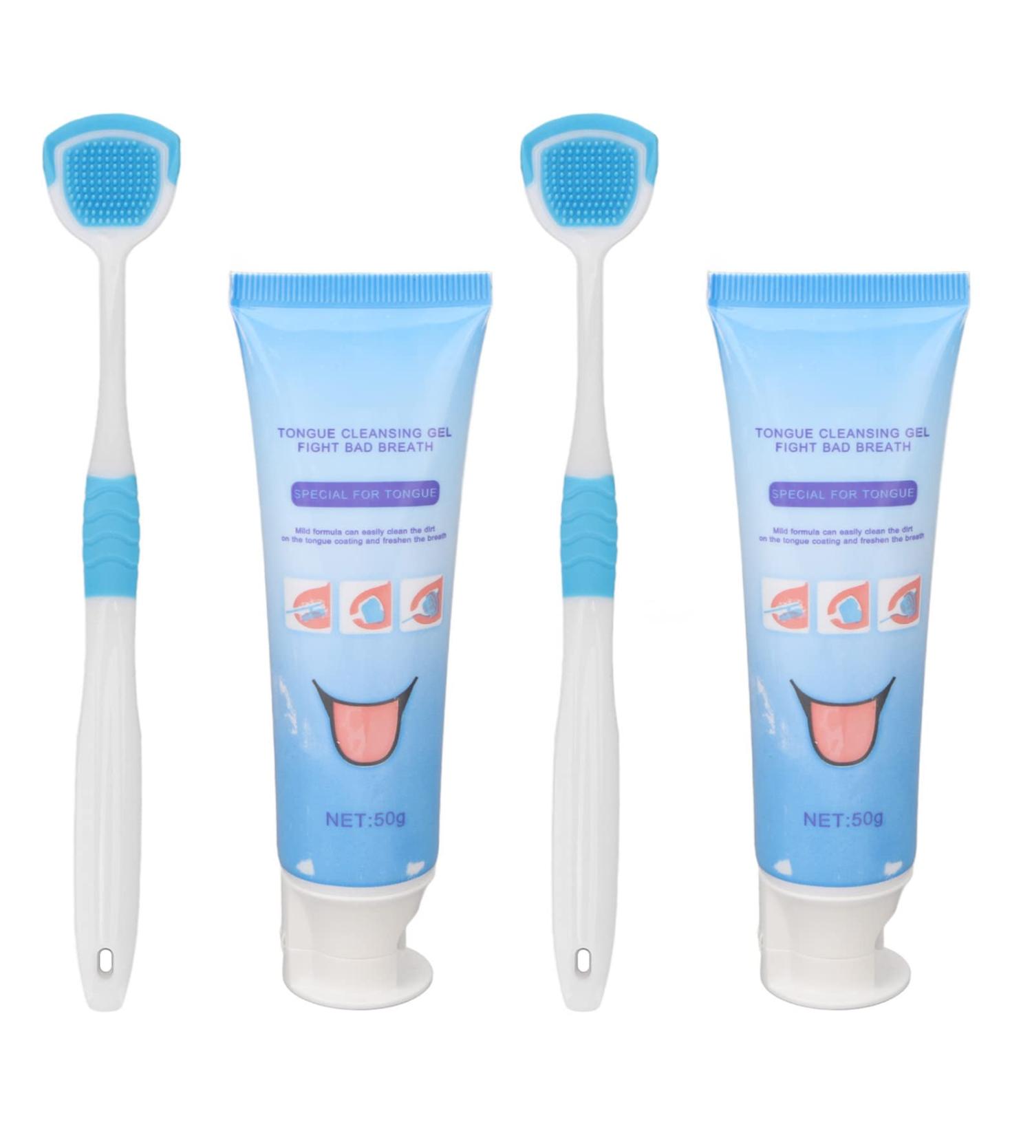 Tongue Cleaning Kit - Oral Care Gel & Brush for Breath Freshness | 2 Sets to Combat Oral Thrush & Remove Tongue Coating - Buy Online on GoSupps.com