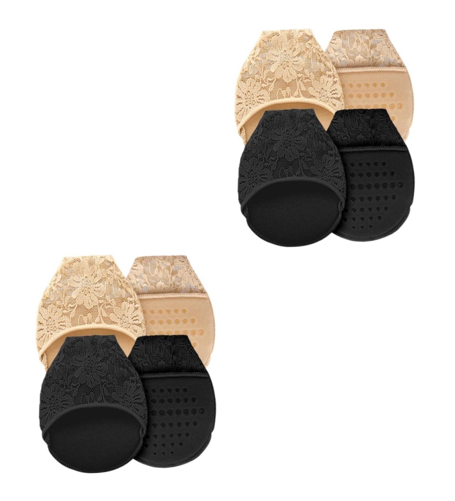 Holibanna Lace Forefoot Pads - 4 Pairs Comfort Metatarsal Socks for Women | Sweat Absorbing Peep Toe Heel Cushions - Buy Online on GoSupps.com