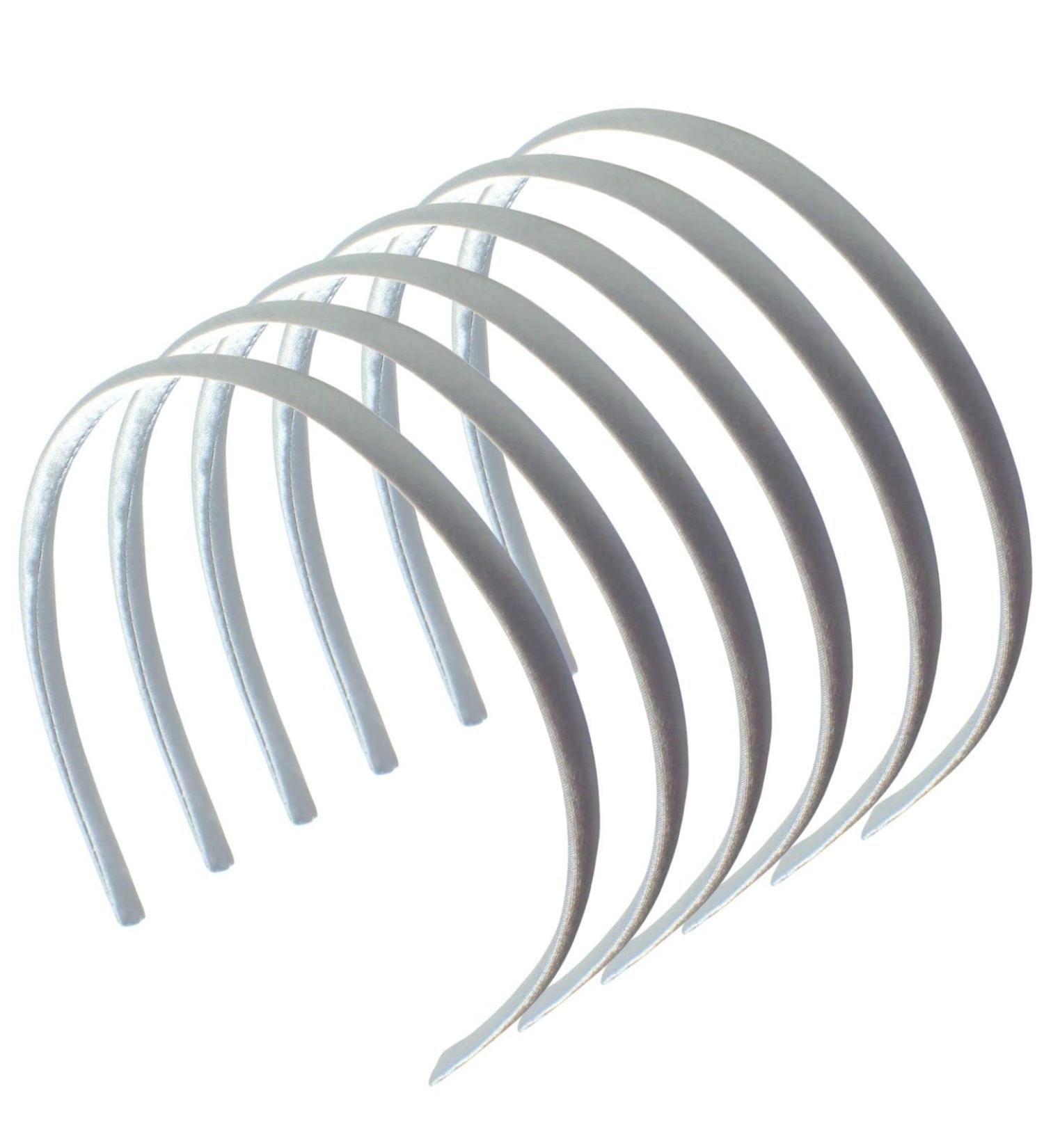 Topkids Accessories 6x Thin Satin Hair Head Bands Headbands Alice Bands Hairbands Girls Women School Colourful Wedding Holiday Festival Bridal Adult 1cm 0.4" (Silver) - Buy Online on GoSupps.com