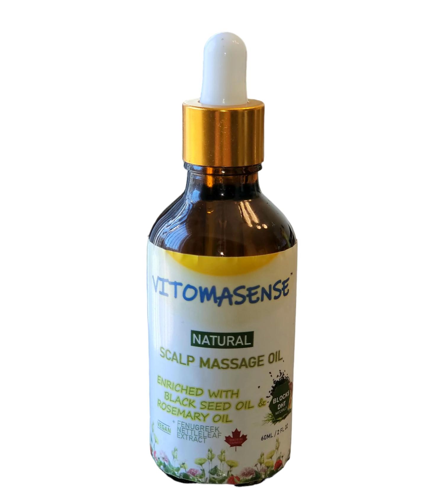 Scalp Massage Oil Natural & Organic Rosemary & Blackseed Oil (2 Fl oz) | Premium Quality | Ethically Sourced in Canada | Vitomasense - Buy Online on GoSupps.com