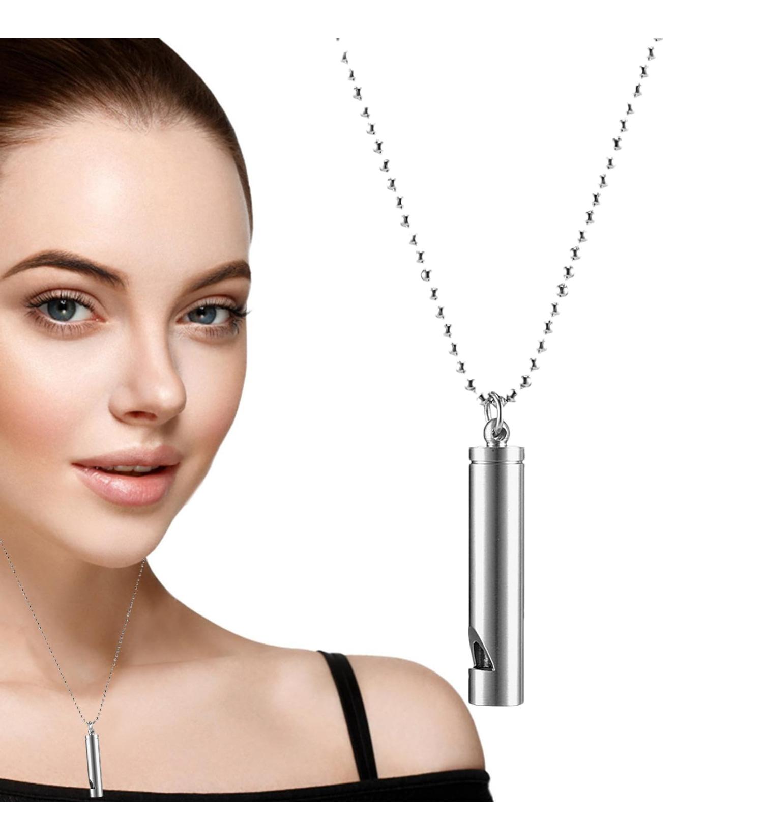 SHRIGM Quit Vaping Necklace - Stainless Steel Breathing Necklace for Stress Relaxing Stress Necklace Calm Stress for Breathing Exercise Meditation Sleep Aid Silver - Buy Online on GoSupps.com