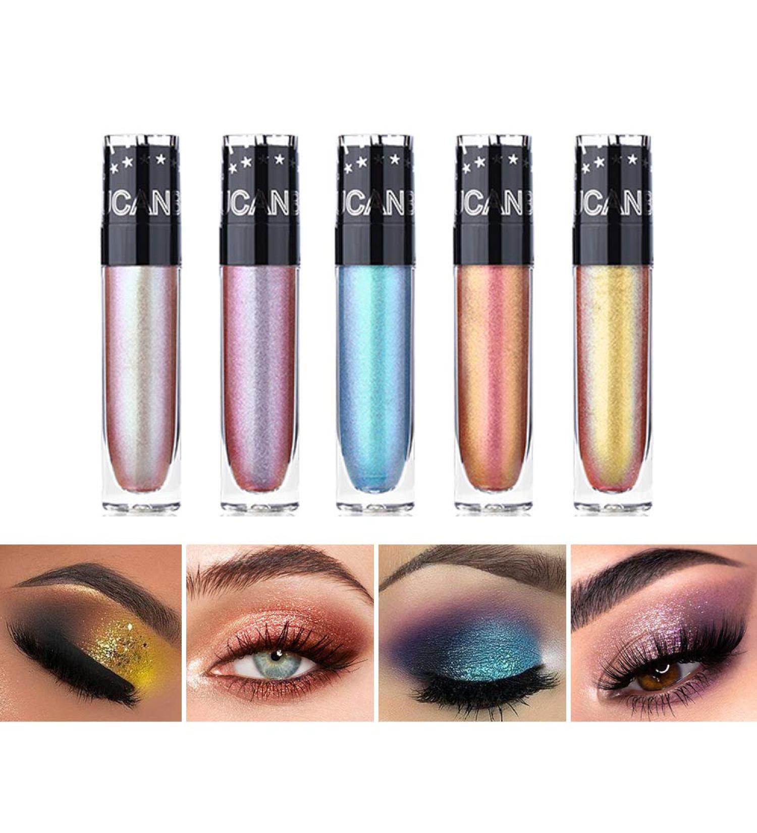 UCANBE 5 Colors Sparkle Liquid Eyeshadow Makeup Set - Long Lasting Metallic Glitter Eyeliner Set - Buy Online on GoSupps.com