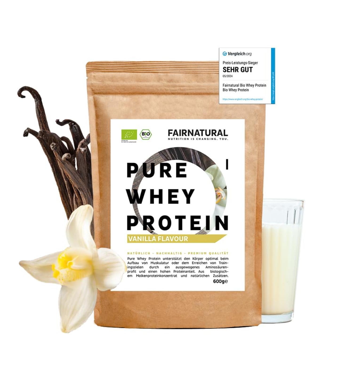 Buy Organic Whey Protein Powder Vanilla - 100% Natural Soy-Free - High-Quality Protein Shakes from Germany - 600g - Buy Online on GoSupps.com