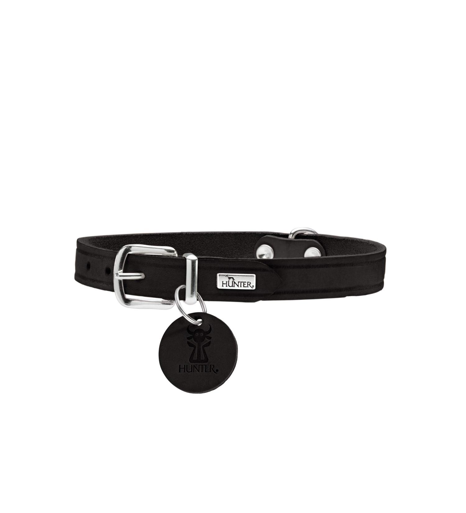 HUNTER Aalborg Dog Collar - Black Leather Simple & Durable | Size 47 (SM) - Comfortable for Your Pet - Buy Online on GoSupps.com