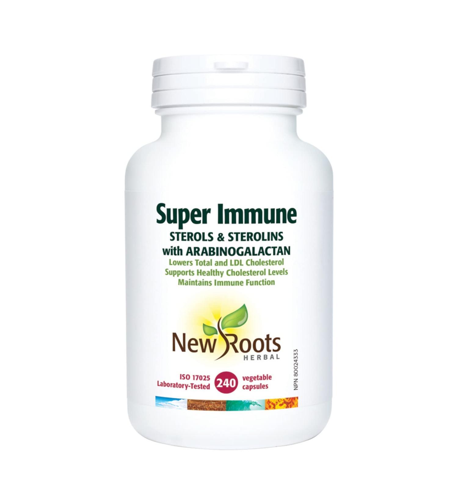 New Roots Herbal - Super Immune - 240 capsules - Sterols & Sterolins with Arabinogalactan Helps Support Healthy Cholesterol Levels 240 count (Pack of 1) - Buy Online on GoSupps.com