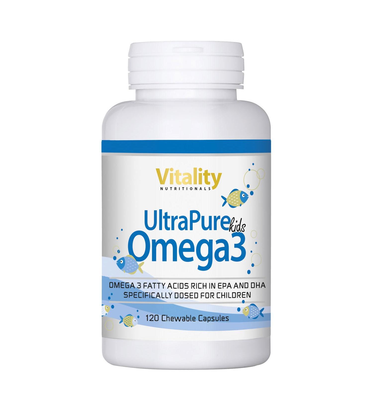 VitaminExpress Omega 3 Ultrapure 435mg Fish Oil Omega 3 0.2g DHA + 0.01g EPA + Vitamin D + Vitamin E 120 Chewable Capsules Tutti-Frutti Flavor - Buy Online on GoSupps.com