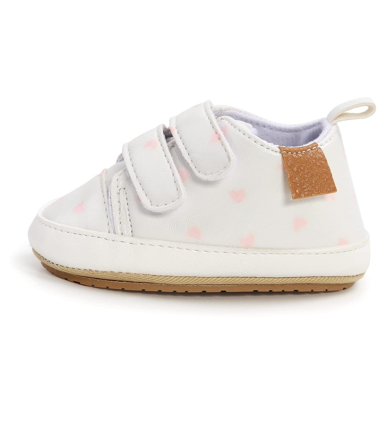 MK MATT KEELY Baby Girl First Walking Shoes | Anti-Slip Soft PU Leather Sneakers 6-12 Months | White Heart Design - Buy Online on GoSupps.com