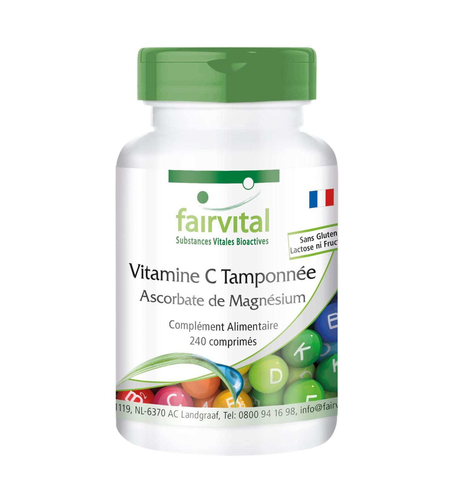Fairvital | Vitamine C comme l'ascorbate de magn sium - boite de 8 mois - VEGAN - 240 comprim s - facile sur l'estomac - Buy Online on GoSupps.com