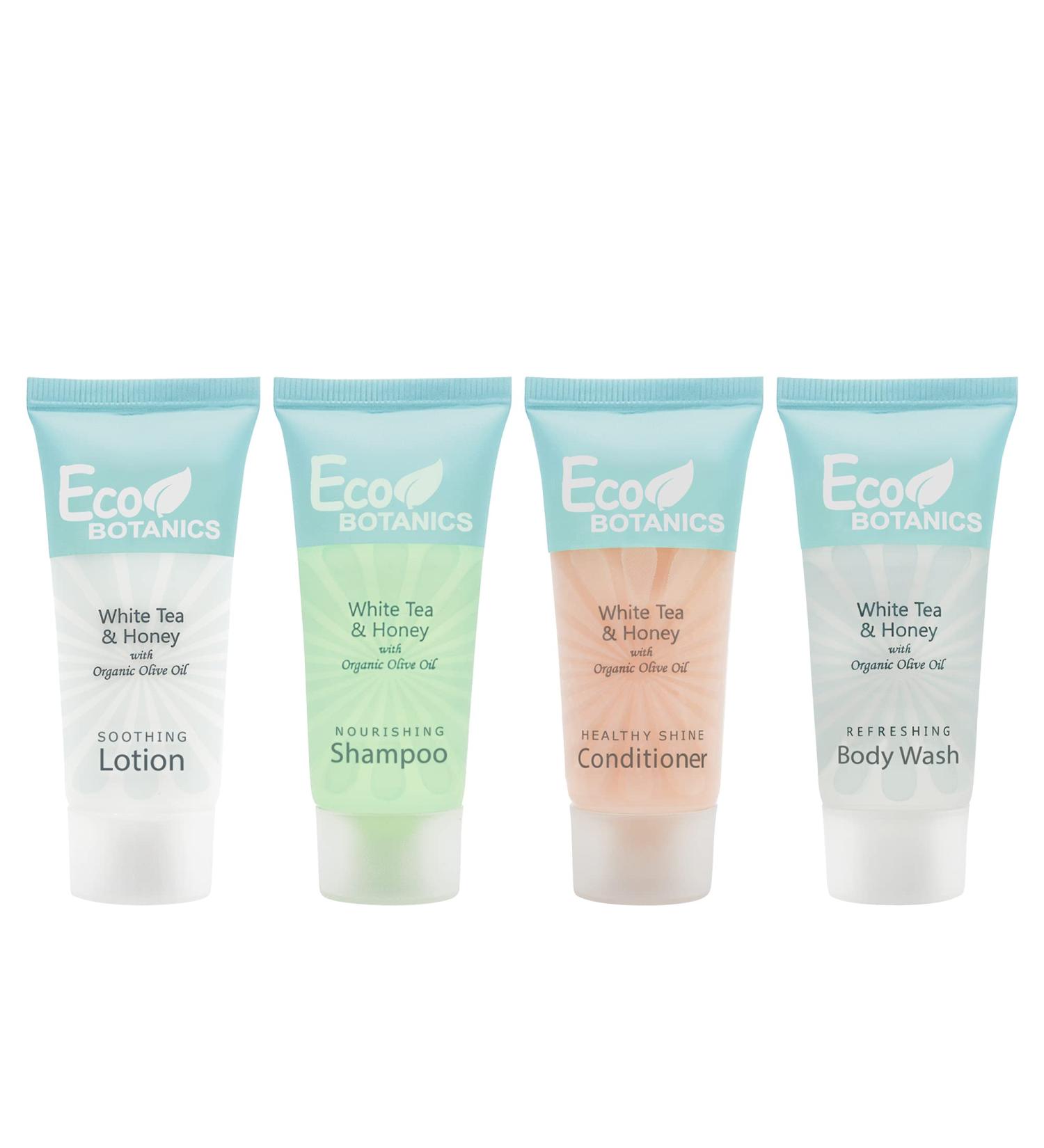 Eco Botanics 0.85 oz. Toiletries Set | All-In-One Amenities for Hotels, Airbnb & Rentals | Hotel Travel Size Shampoo, Conditioner, Body Wash & Lotion | 80 Piece Kit - Buy Online on GoSupps.com