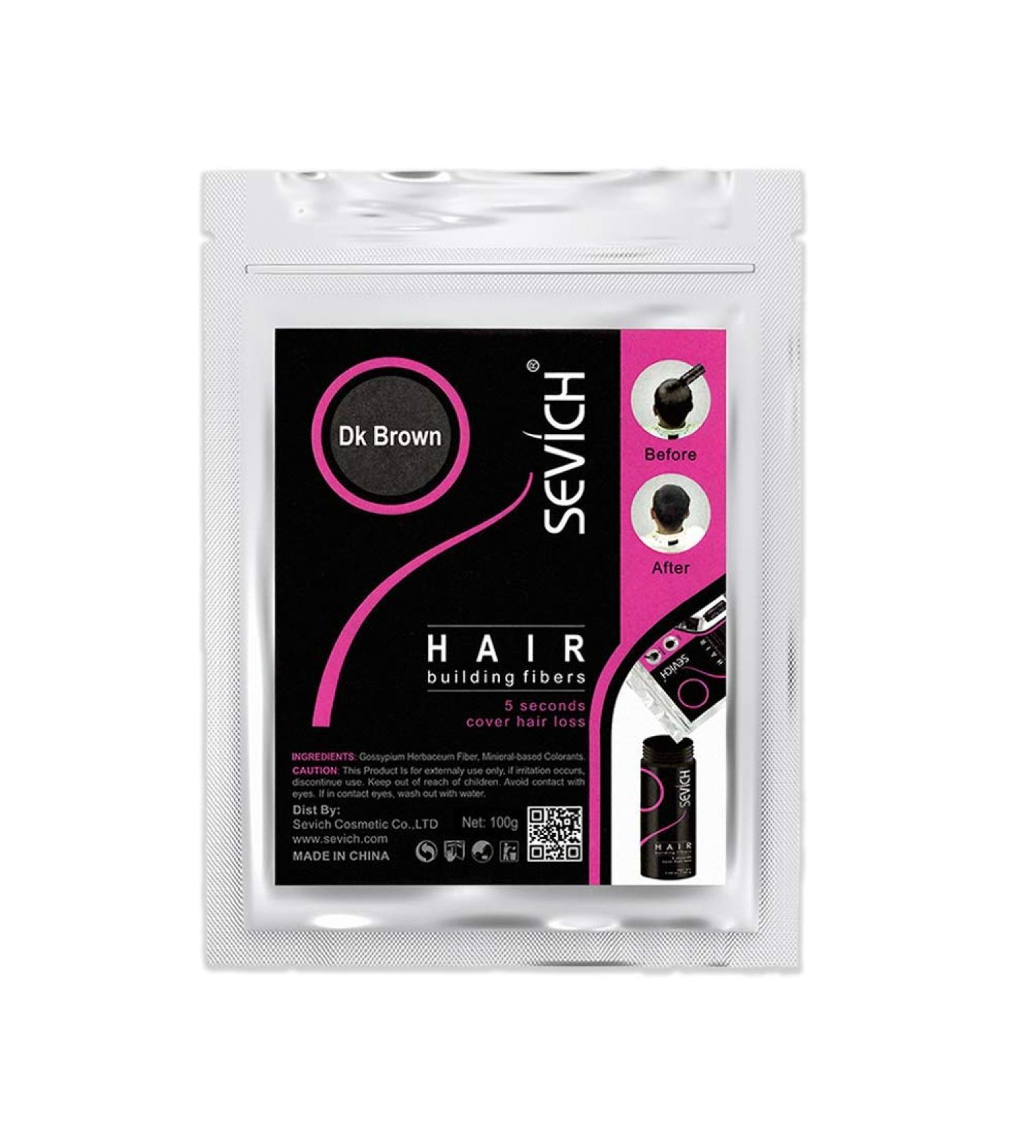 Sevich Hair Fibers - Natural Keratin Refill for Thin Hair - 100g (Dark Brown) - Buy Online on GoSupps.com