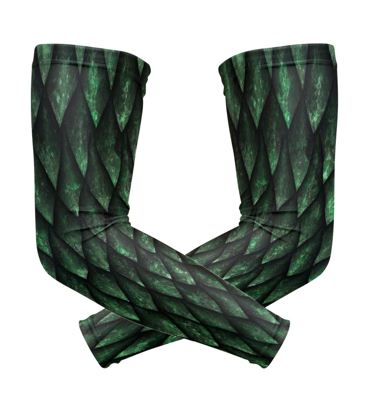 ZZKKO Dragon American Flag Cooling Arm Sleeves - UV Sun Protection for Men & Women | Stylish & Comfortable Green Gear - Buy Online on GoSupps.com