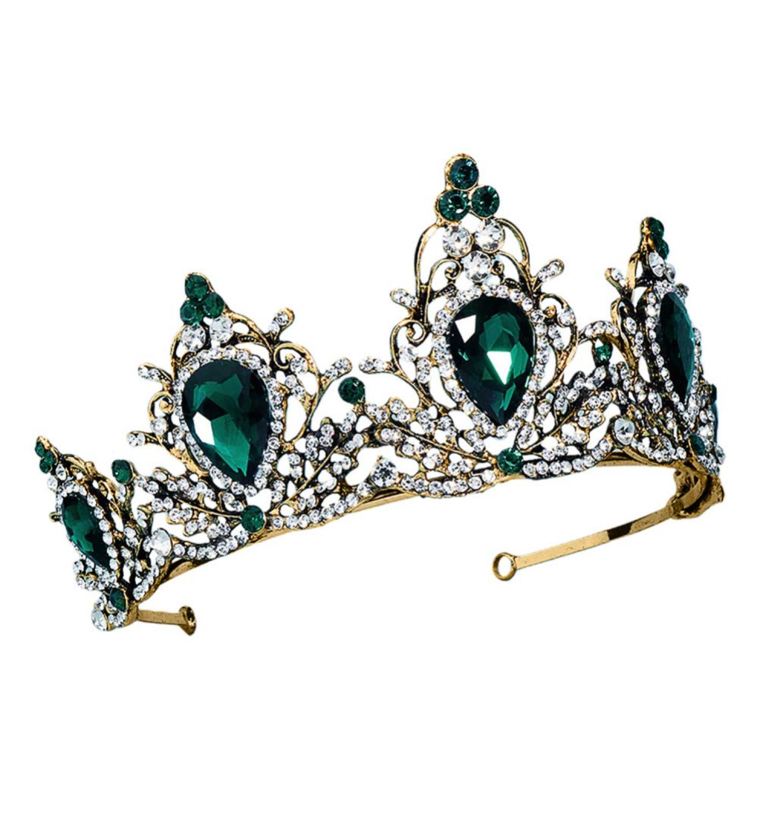 FRCOLOR Vintage Crown Headdress Rhinestone Diamond Tiara Headband Bridal Crown Baroque Queen Tiara Alloy Hair Hoop Bridal Hair Accessories for Christmas Party Headband Wedding Proms Green - Buy Online on GoSupps.com