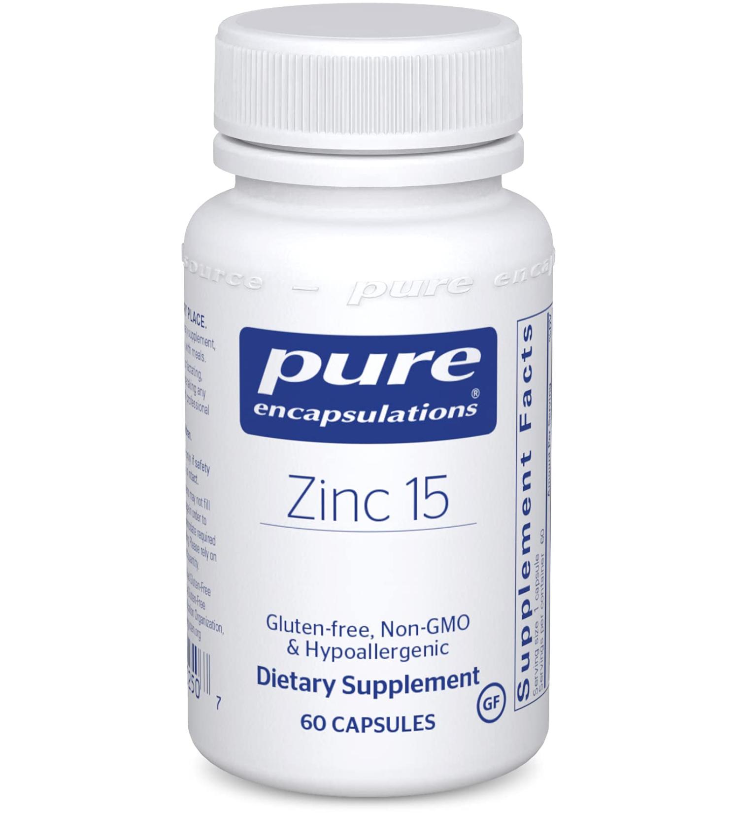 Pure Encapsulations Zinc 15mg | Immune Support & Growth | Zinc Picolinate Supplement - 60 Capsules - Buy Online on GoSupps.com