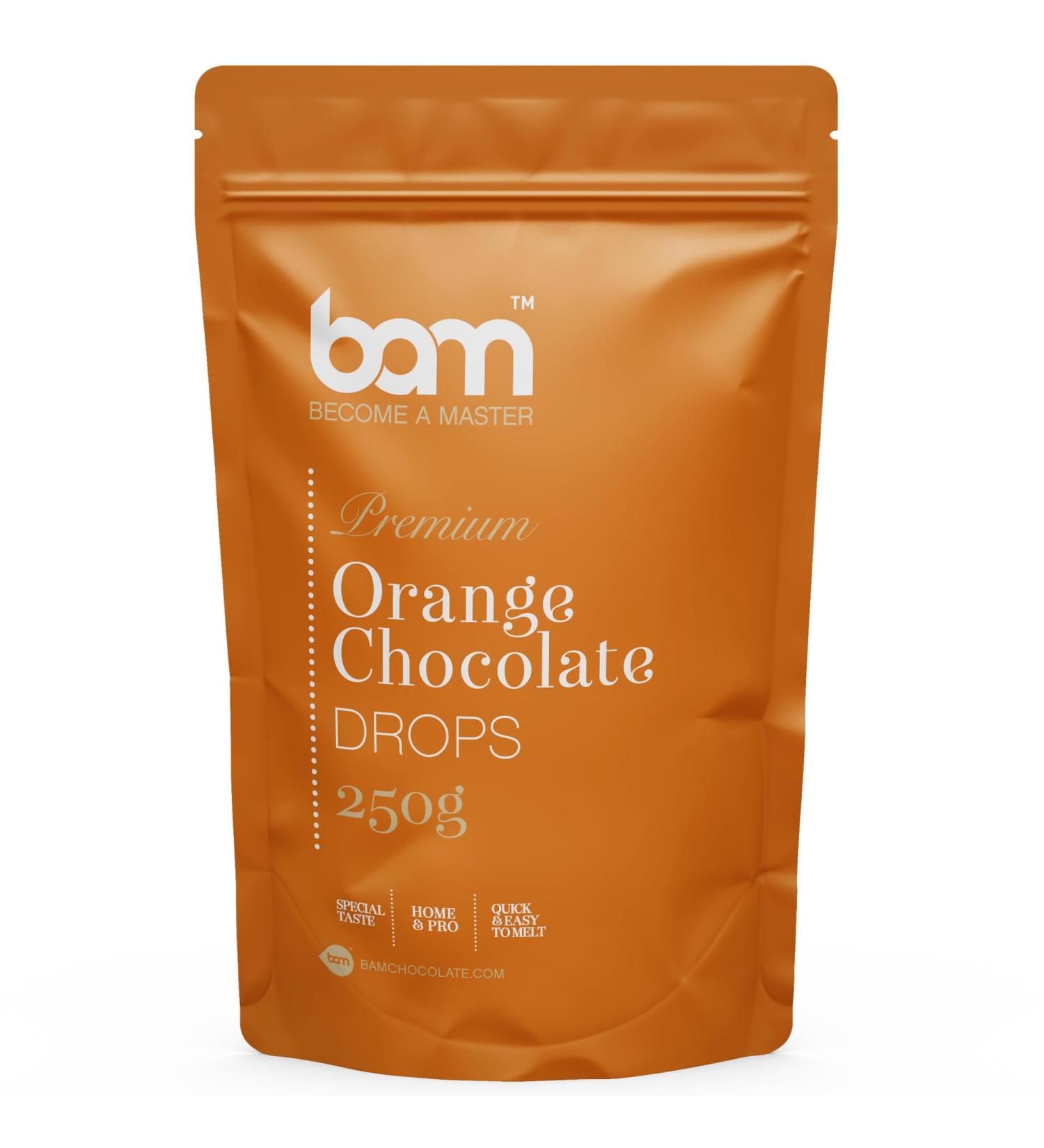 BAM Orange Chocolate Drops Callets Melting Nuggets Home And Professional Baking Orange Taste 250g - Buy Online on GoSupps.com