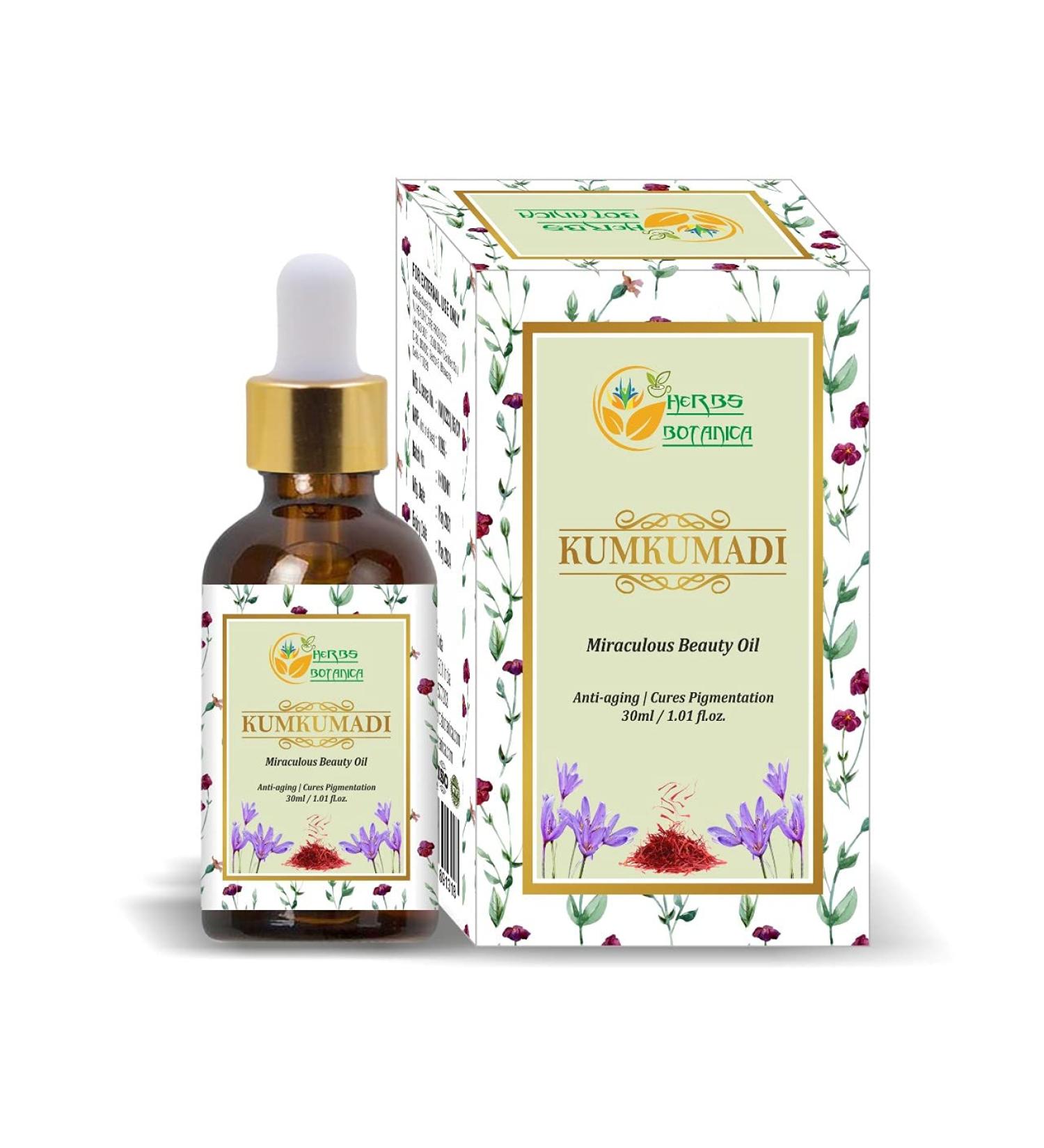 Herbs Botanica Kumkumadi Oil - Anti Aging Face Serum | Radiance Glow Serum 30 Ml - Buy Online on GoSupps.com