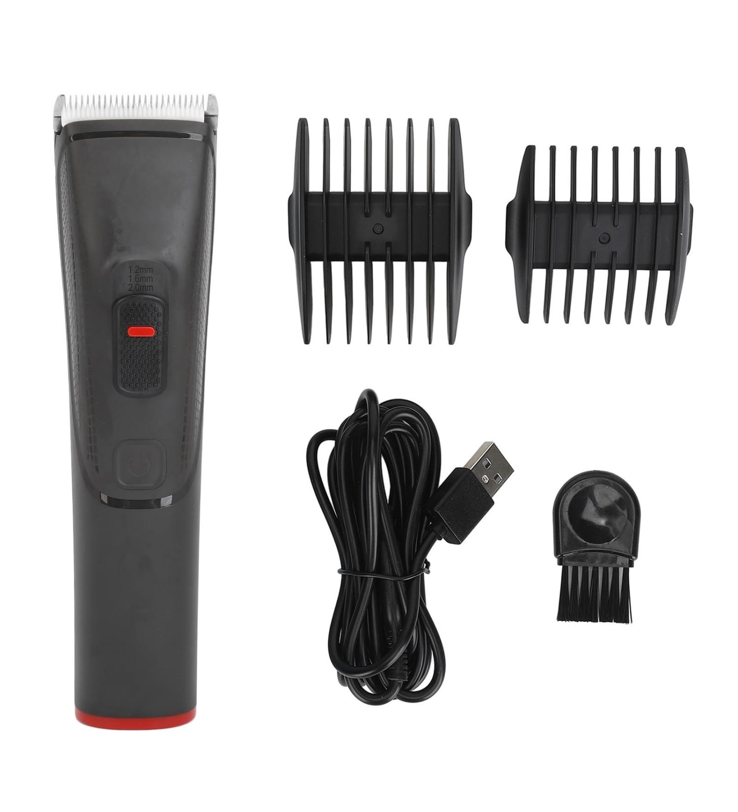 Electric Hair Clipper Portable Lightweight Fast Cutting USB Rechargeable Hair Grooming Trimmer with 2 Guide Combs for Hair Salon Home (Black) - Buy Online on GoSupps.com