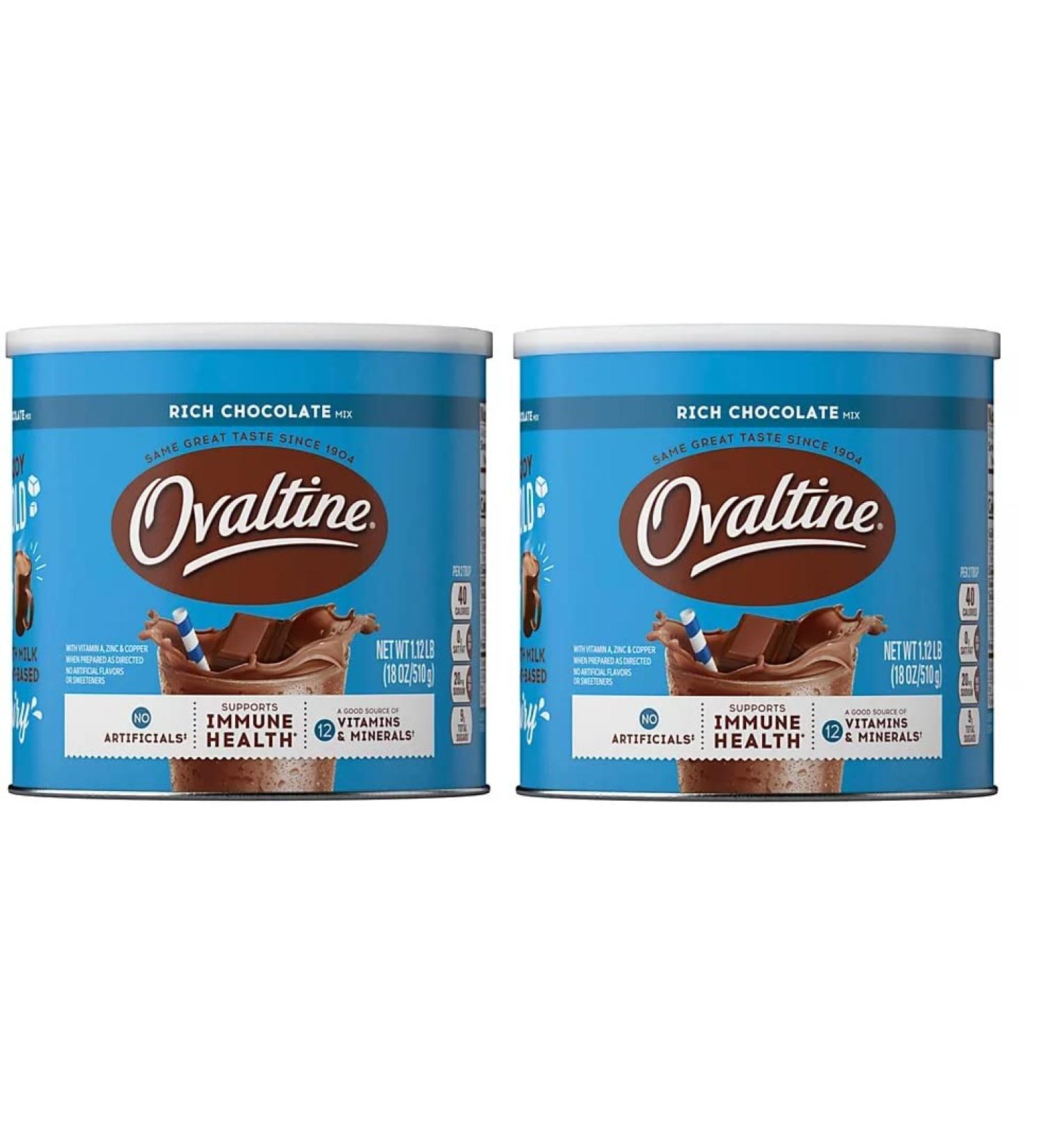 Ovaltine Rich Chocolate Nutritional Drink 35.84 Ounce Pack of 2 - Delicious Chocolate Flavor for Energy and Vitamins - Buy Online on GoSupps.com