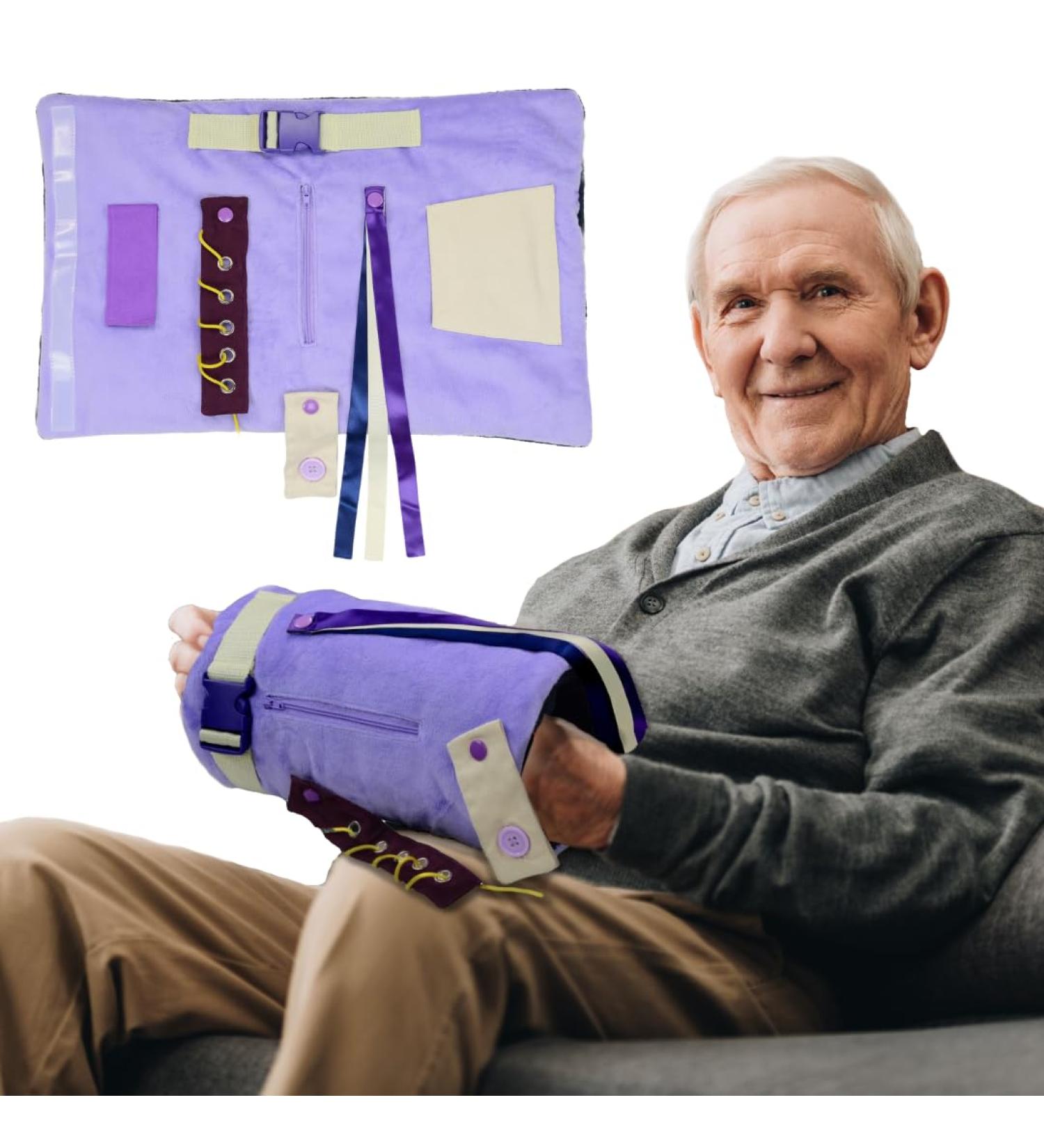 Modaliv 2-in-1 Alzheimer's & Dementia Sensory Cushion - Durable Fidget Blank with 8 Activities for Adults (Purple/Lilac) - International Shipping Available - Buy Online on GoSupps.com