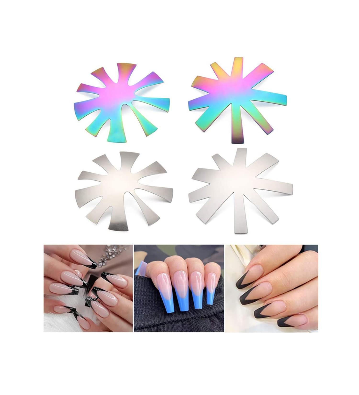 French Smile Line Tip Cutter Set - Nail Art Manicure Edge Trimmer Stencil - Almond V Shape Plate Guides Module - DIY Nail Acrylic Tool Kit - Buy Online on GoSupps.com
