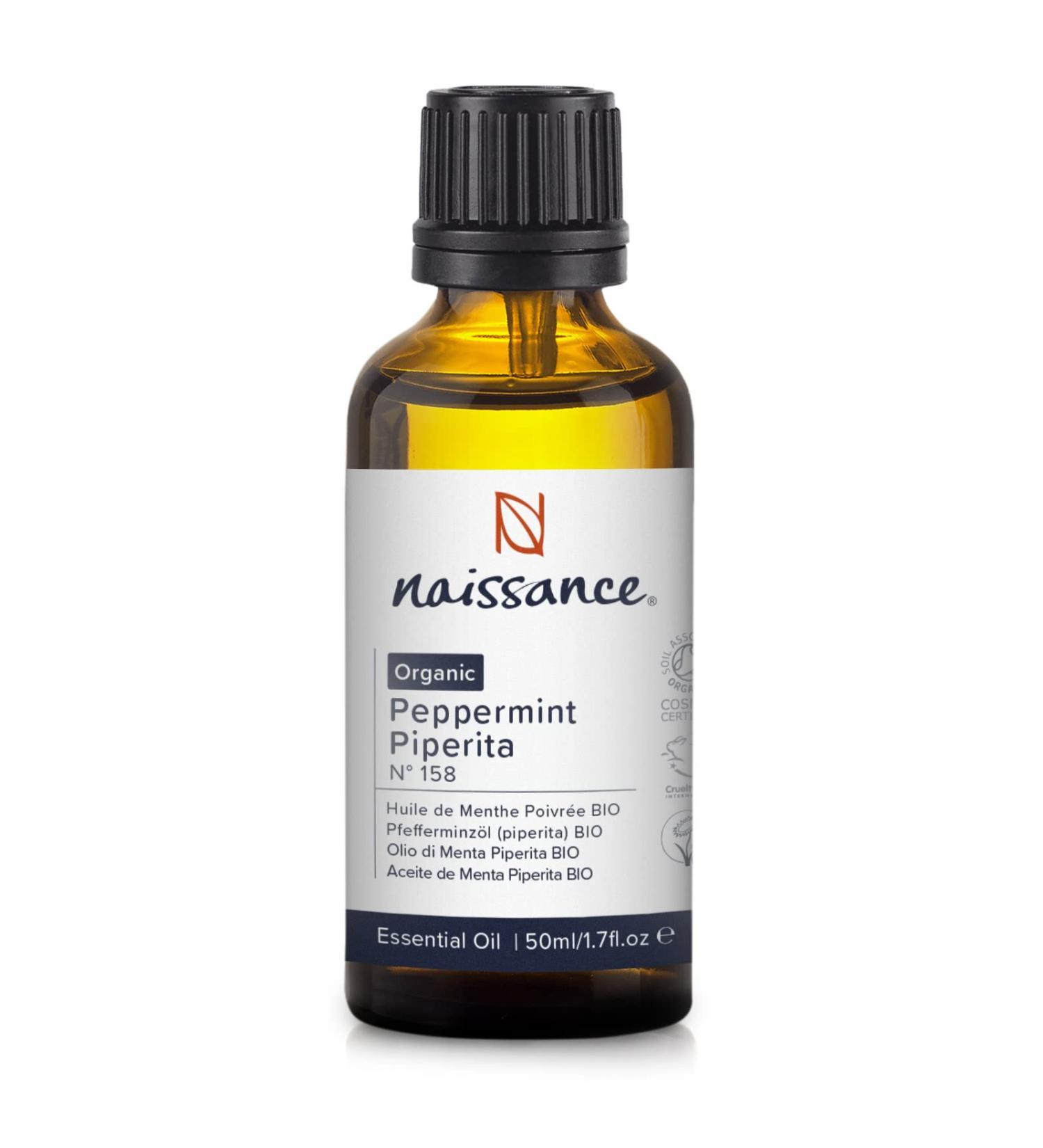 Naissance Organic Peppermint Essential Oil (No. 158) - 50ml - Pure & Certified Organic - Cruelty Free, Vegan, Undiluted - for Aromatherapy - Buy Online on GoSupps.com