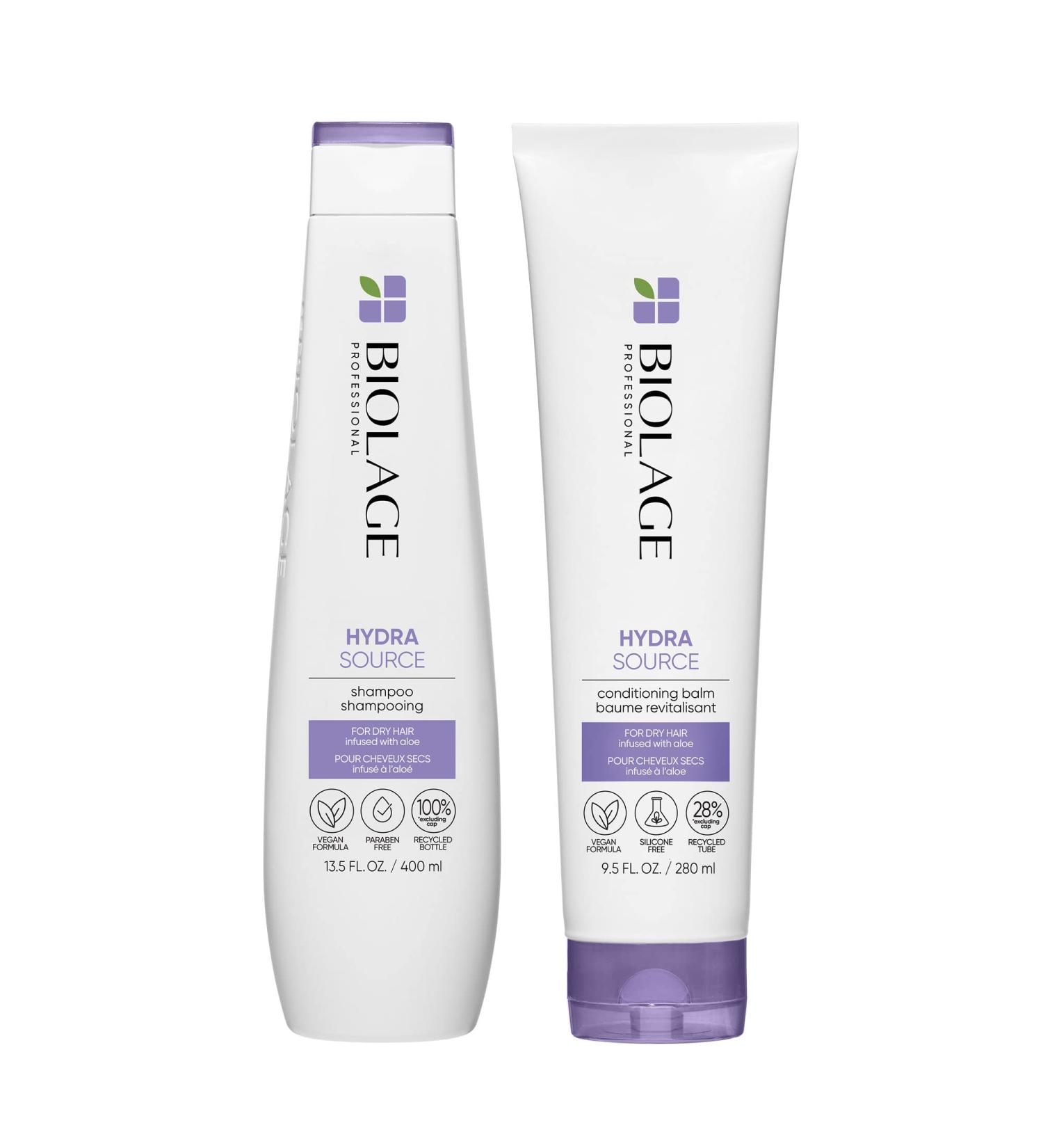 Biolage Hydra Source Shampoo & Conditioning Balm Set - Hydrating & Moisturizing | For Dry Hair | Paraben & Silicone-Free | Vegan - 13.5 Fl Oz & 9.5 Fl Oz - Buy Online on GoSupps.com