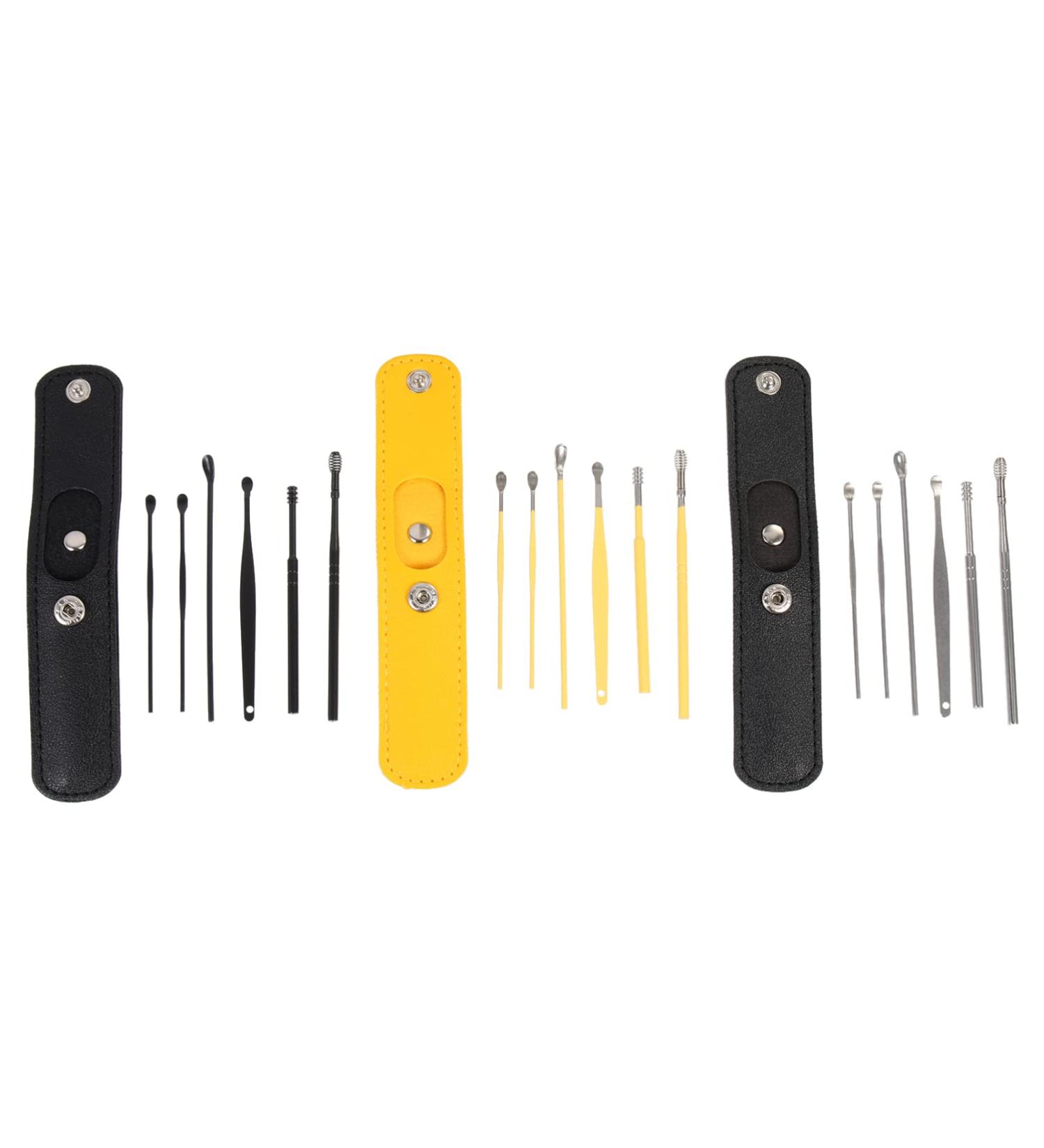 Healvian Earbuds Cleaner - Stainless Steel Ear Spoon Set for Earwax Removal - 3 Sets in PU Case - Ear Clean Supplies - Buy Online on GoSupps.com