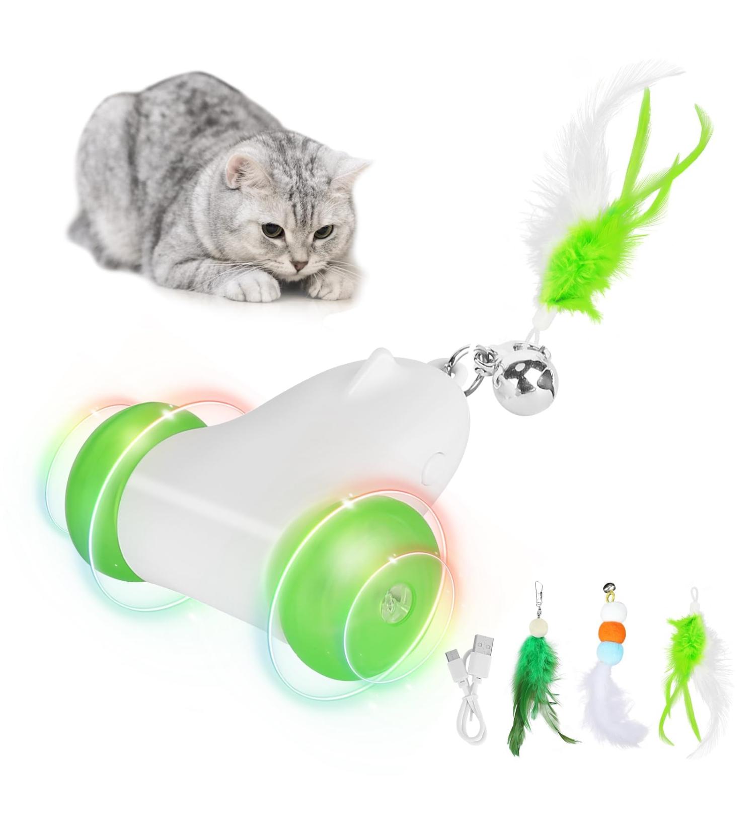 PETTOM Interactive Cat Toy with LED Lights | USB Rechargeable | Adjustable Speed | For Indoor Cats and Kittens - Buy Online on GoSupps.com