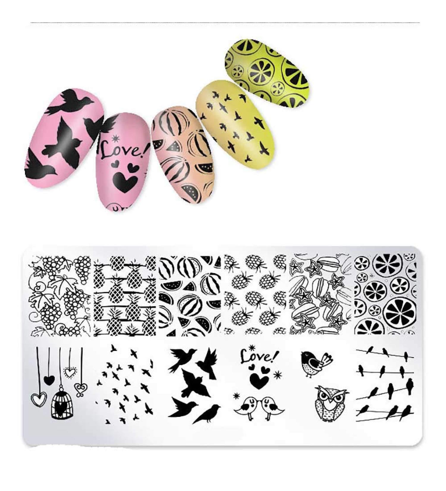 Hongma Nail Stamping Stencils Metal Plates Manicure Nail Art DIY Tool Set MULTIWAY