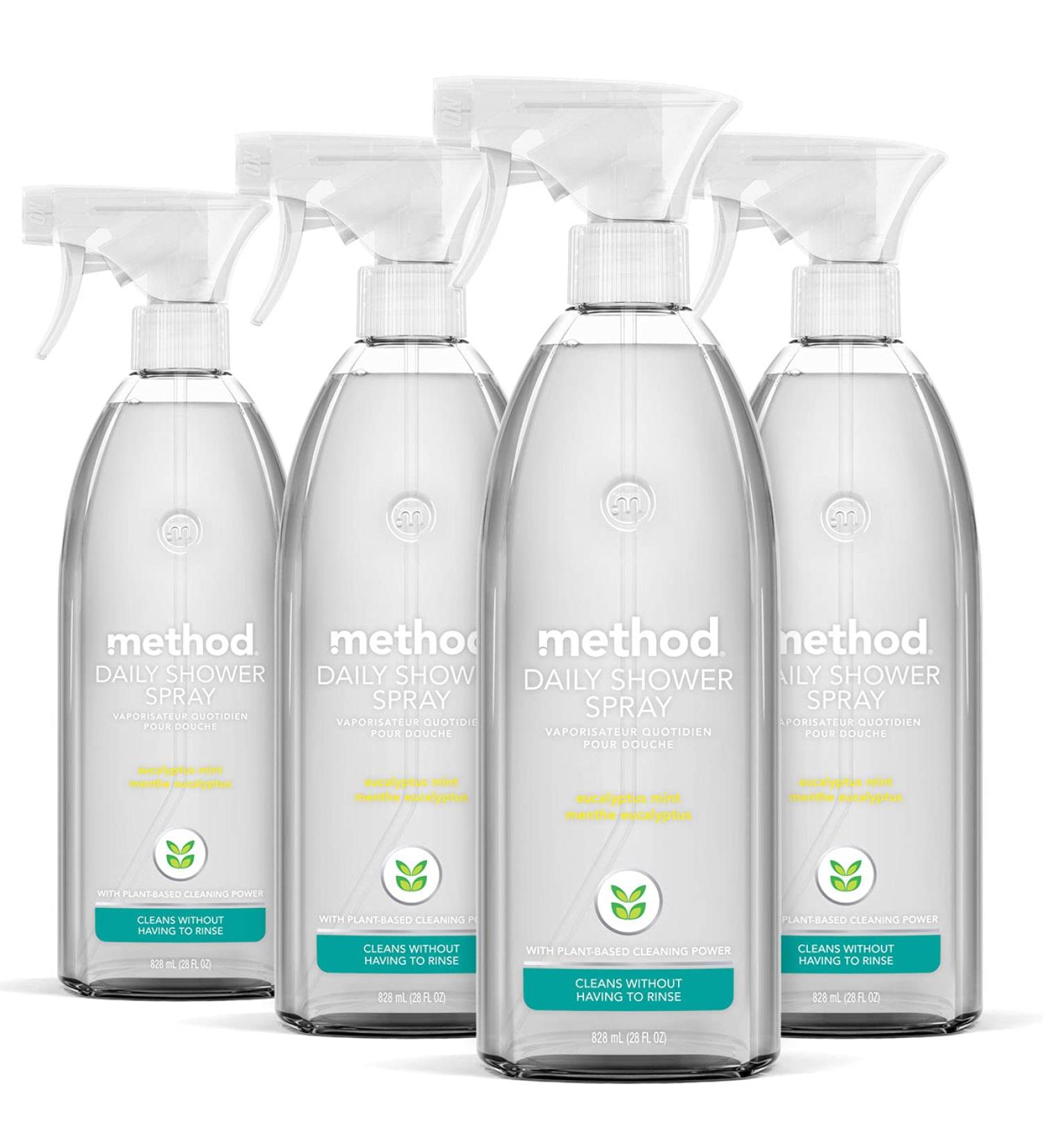 Method Daily Shower Cleaner Spray - Plant-Based, No Scrub, Eucalyptus Mint, 28 oz, 4 Pack - Buy Online on GoSupps.com