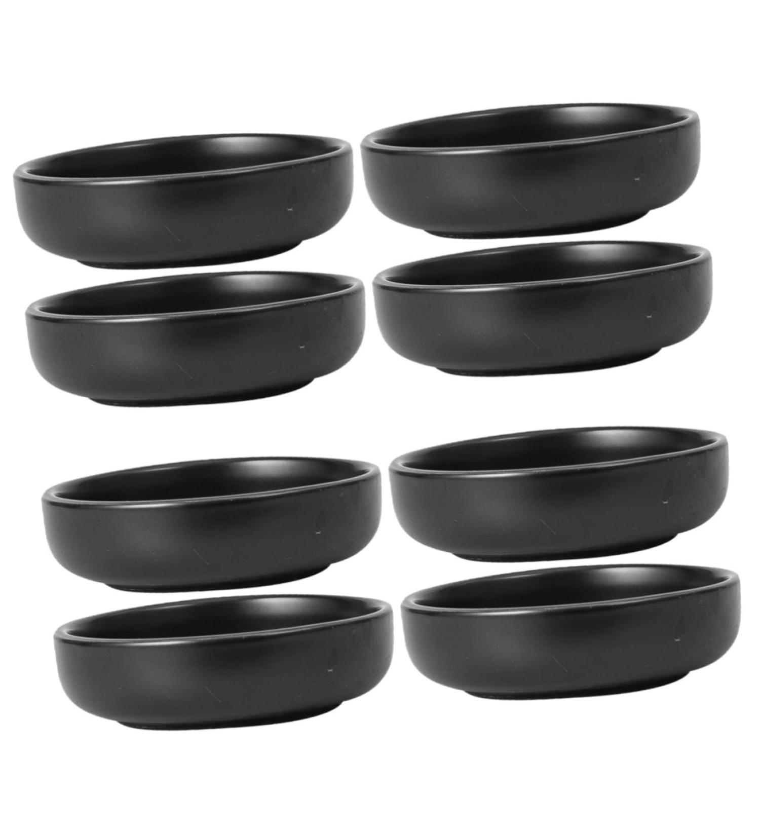 MAGICLULU 8 Pcs Sauce Dish Vinegar Dish Sauce Serving Sauce Bowls Relish Plate Small Ceramic Bowl Soy Sauce Dish Ingredient Bowls for Prep Sauce Seasoning Dish Fruit Seasoning re-usable 9X9X2.5CMx4pcs Blackx4pcs - Buy Online on GoSupps.com